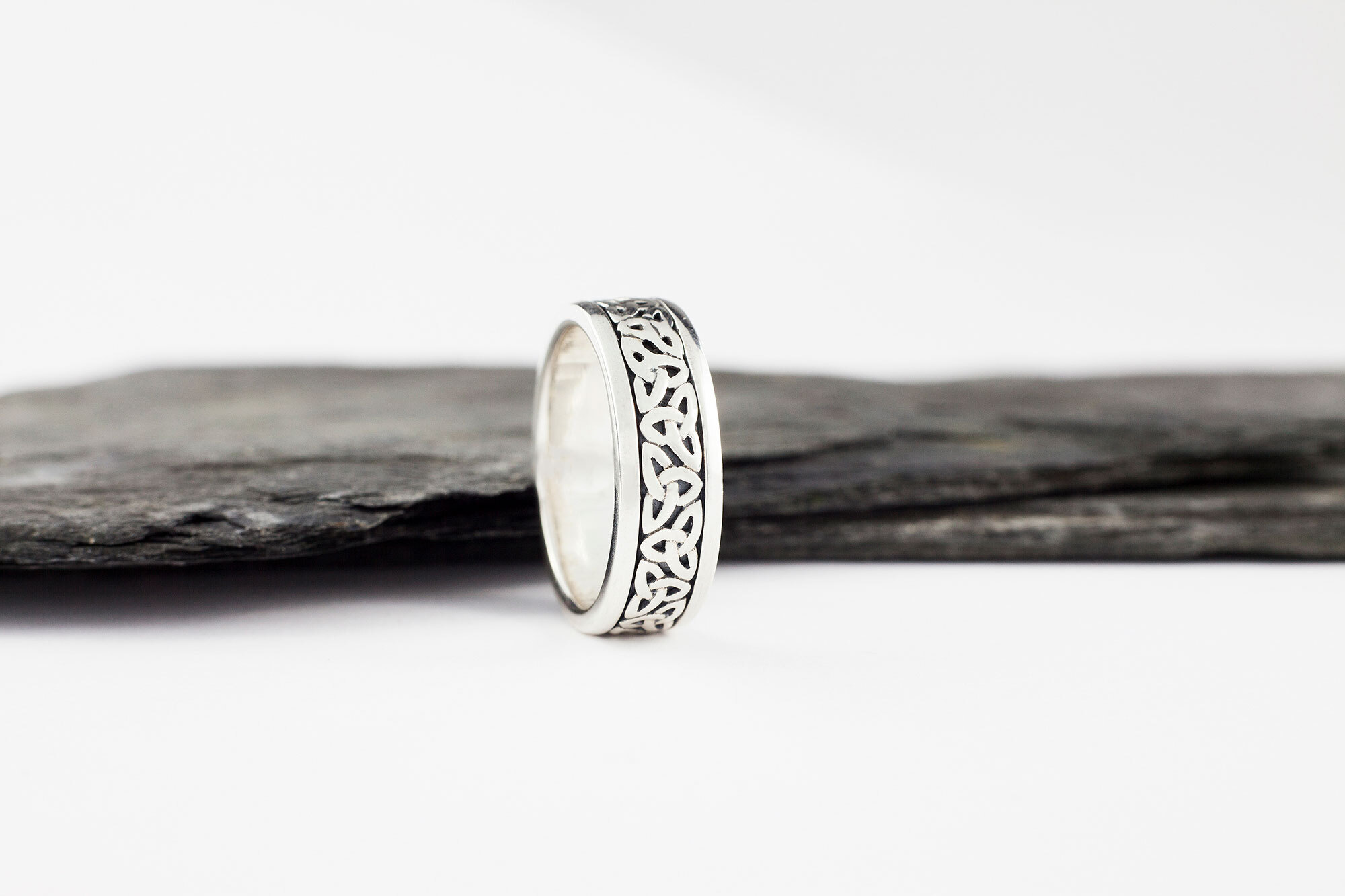 Oxidized Sterling Silver Celtic Knot & Trinity Knot Wedding Ring
