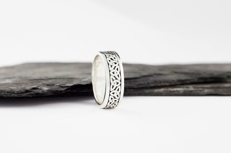 Oxidized Sterling Silver Celtic Knot & Trinity Knot Wedding Ring