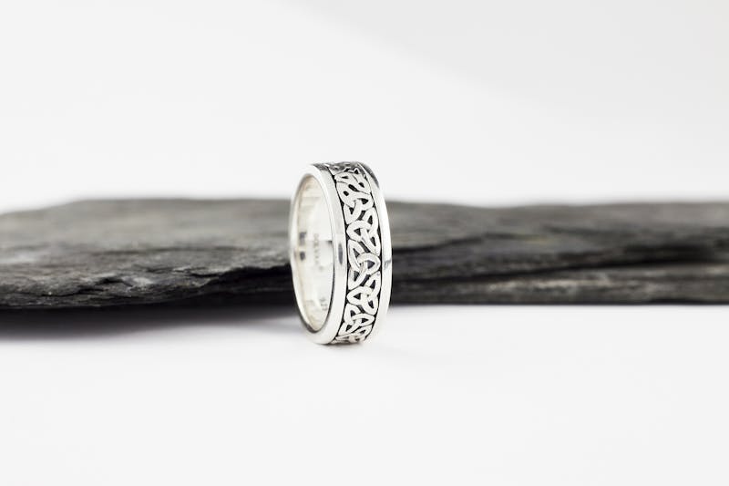 Celtic Knot & Trinity Knot 6.0mm Ring in Sterling Silver With a Oxidized Finish