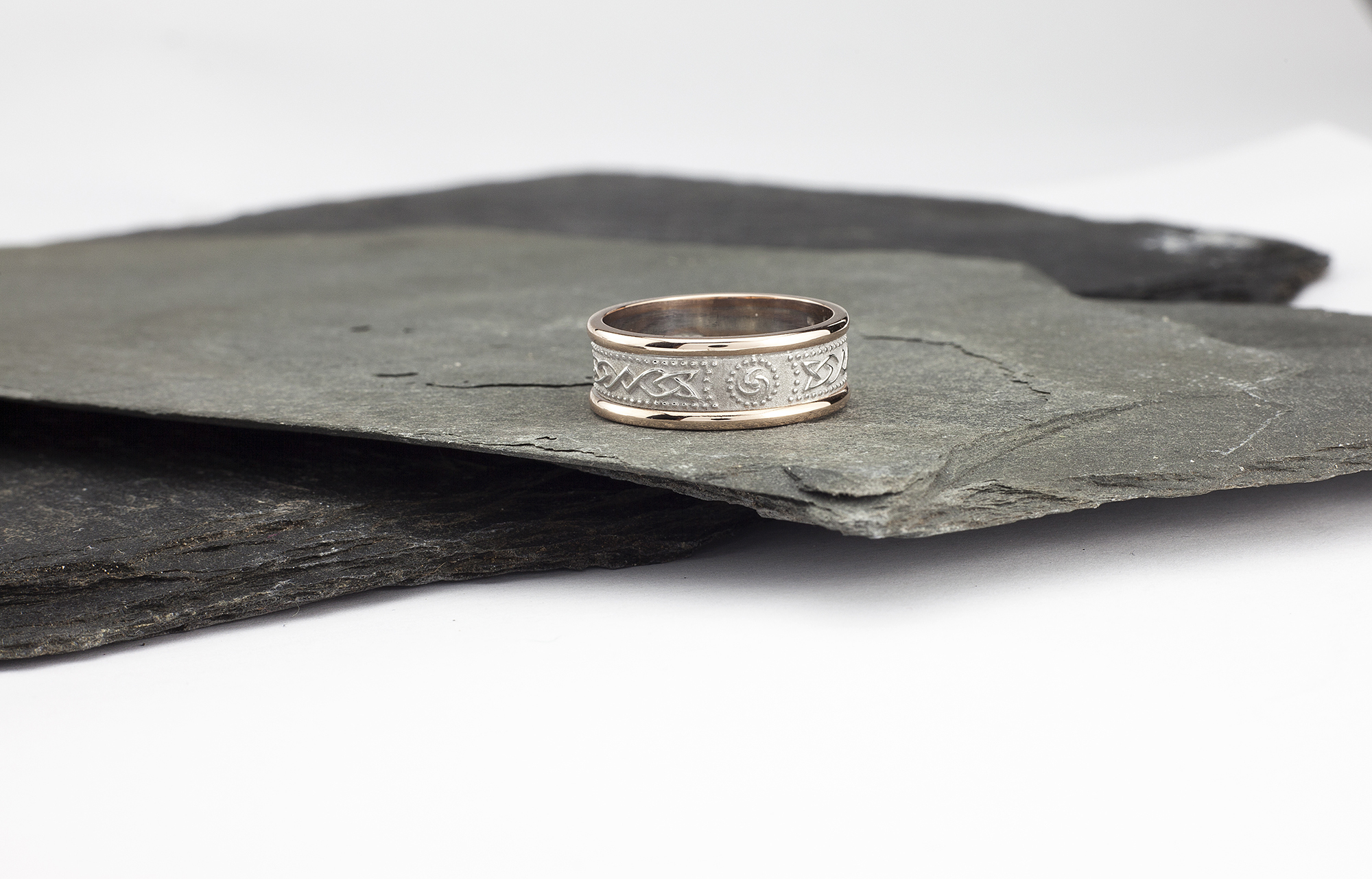 Florentine Celtic Knot 7.3mm Ring in Real Sterling Silver & 10K Yellow Gold