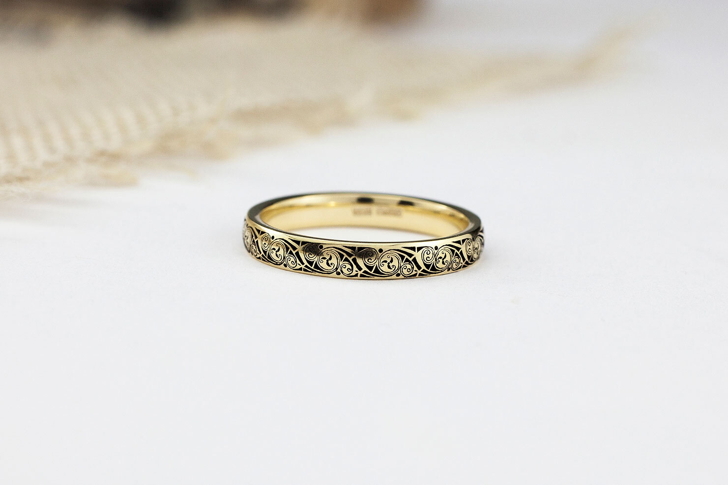 Genuine 22K Yellow Gold Celtic Knot 3.0mm Ring For Women