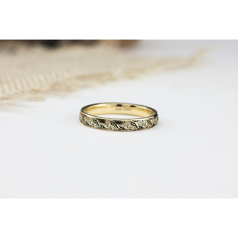 Genuine 22K Yellow Gold Celtic Knot 3.0mm Ring For Women