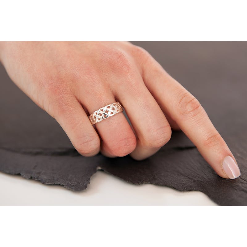 Womens Attractive Sterling Silver Celtic Knot Ring - Model Photo