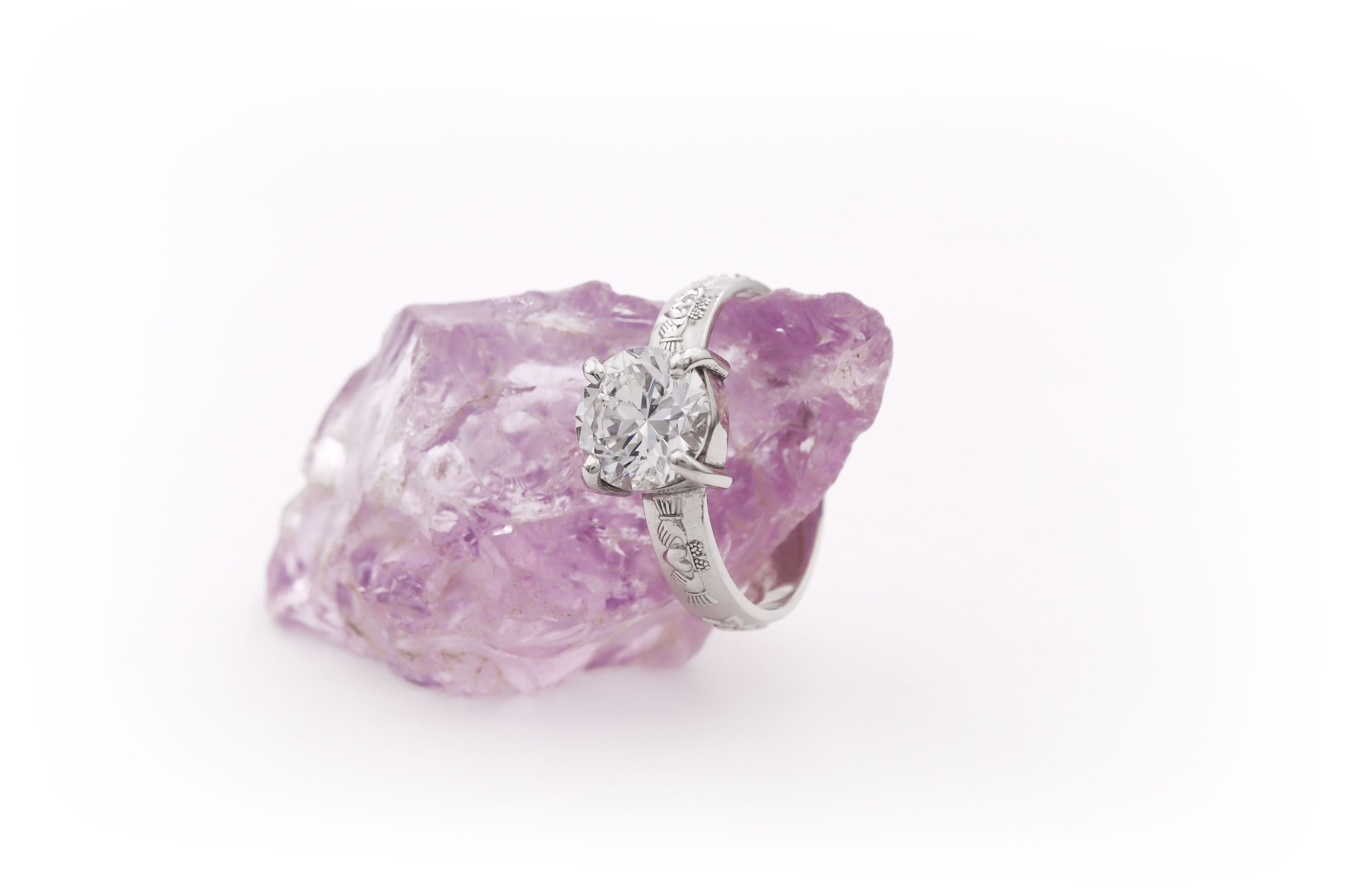 Striking Platinum 950 Claddagh 2.00ct Lab Grown Diamond Engagement Ring For Women With a Polished Finish