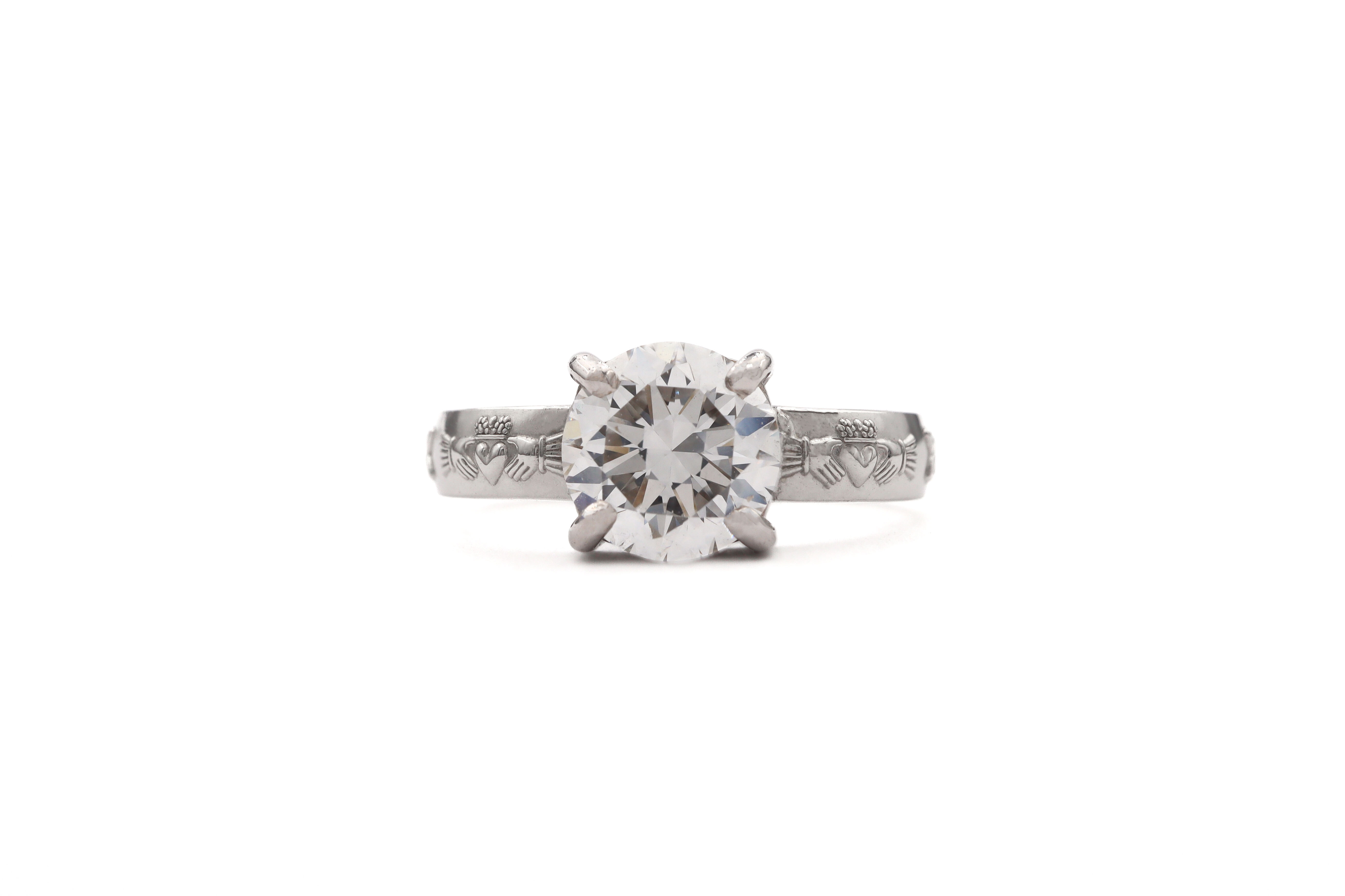 Irish Platinum 950 Claddagh Engagement Ring For Women With a Polished Finish