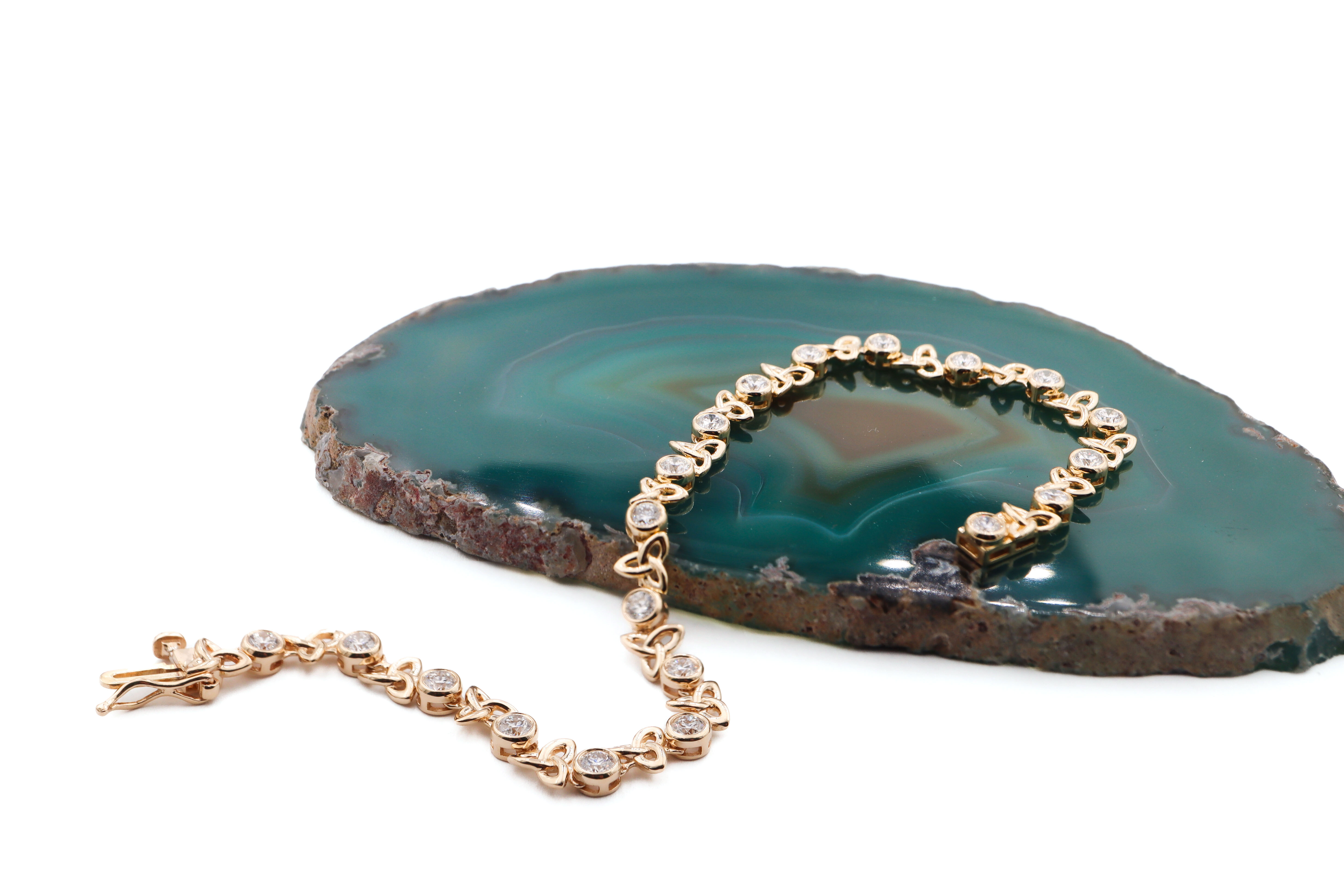Real Yellow Gold Trinity Knot Bracelet For Women With a Polished Finish
