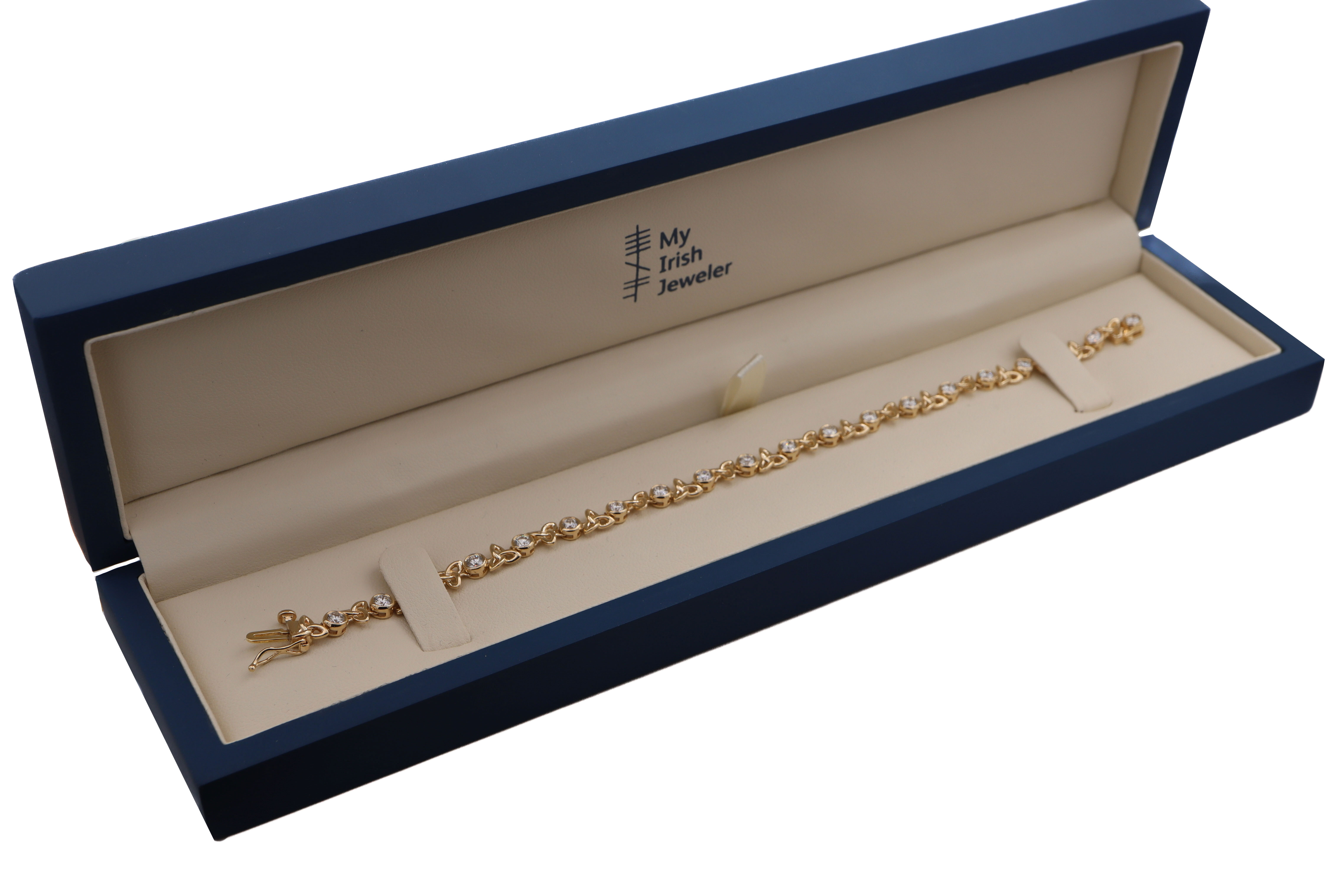 Womens Polished Trinity Knot Bracelet in Real Yellow Gold. In Luxury Packaging.