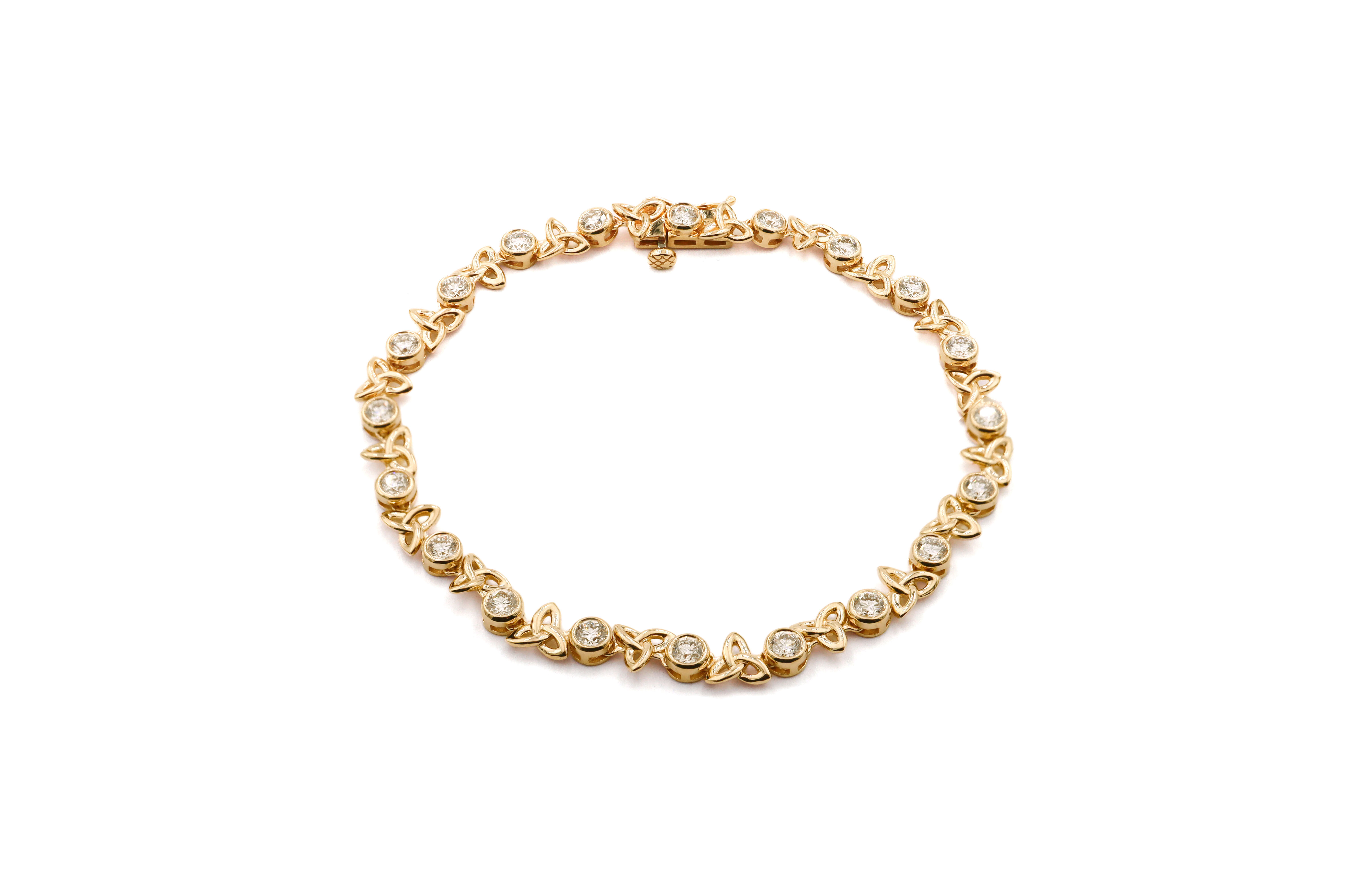 Womens Polished Trinity Knot Bracelet in Real 14K Yellow Gold