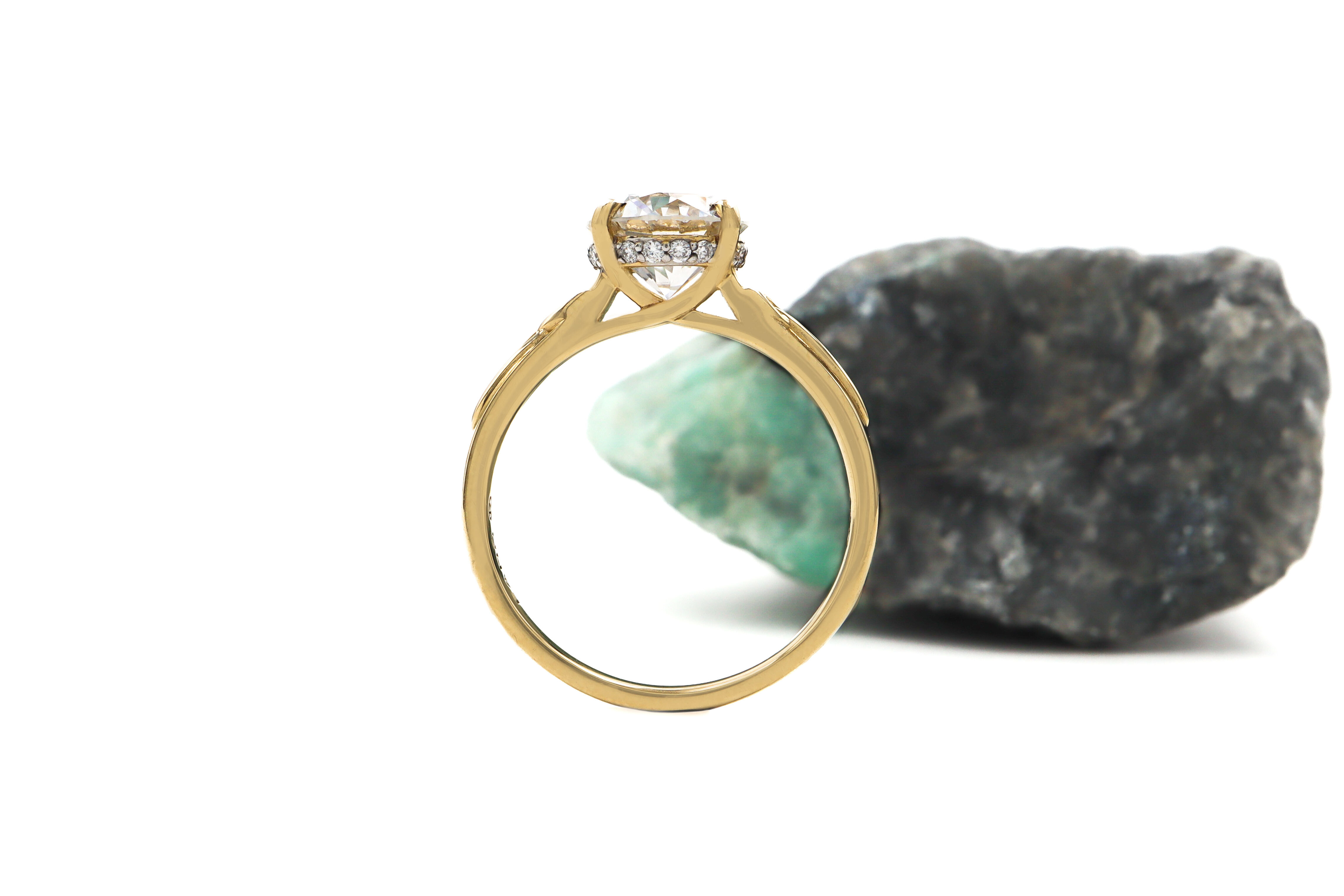 Luxurious Yellow Gold Trinity Knot 2.00ct Lab Grown Diamond Ring For Women With a Polished Finish. Side View.