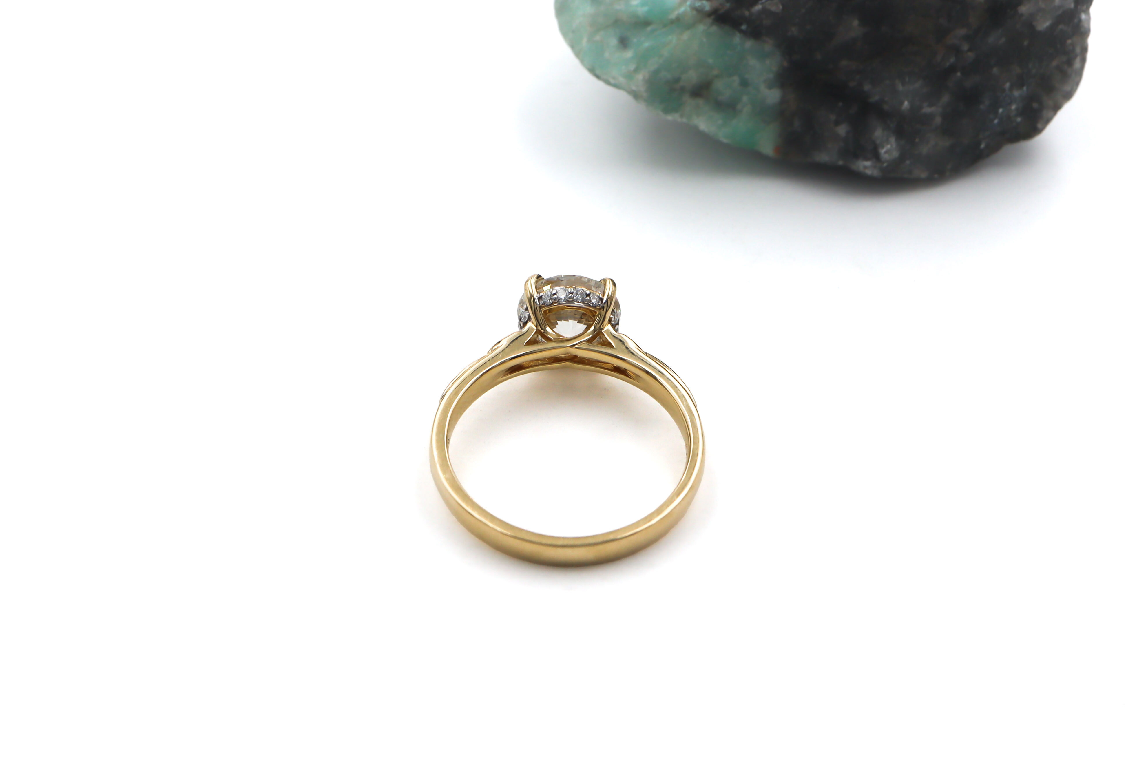 Authentic Yellow Gold Trinity Knot Ring For Women With a Polished Finish. Side View.