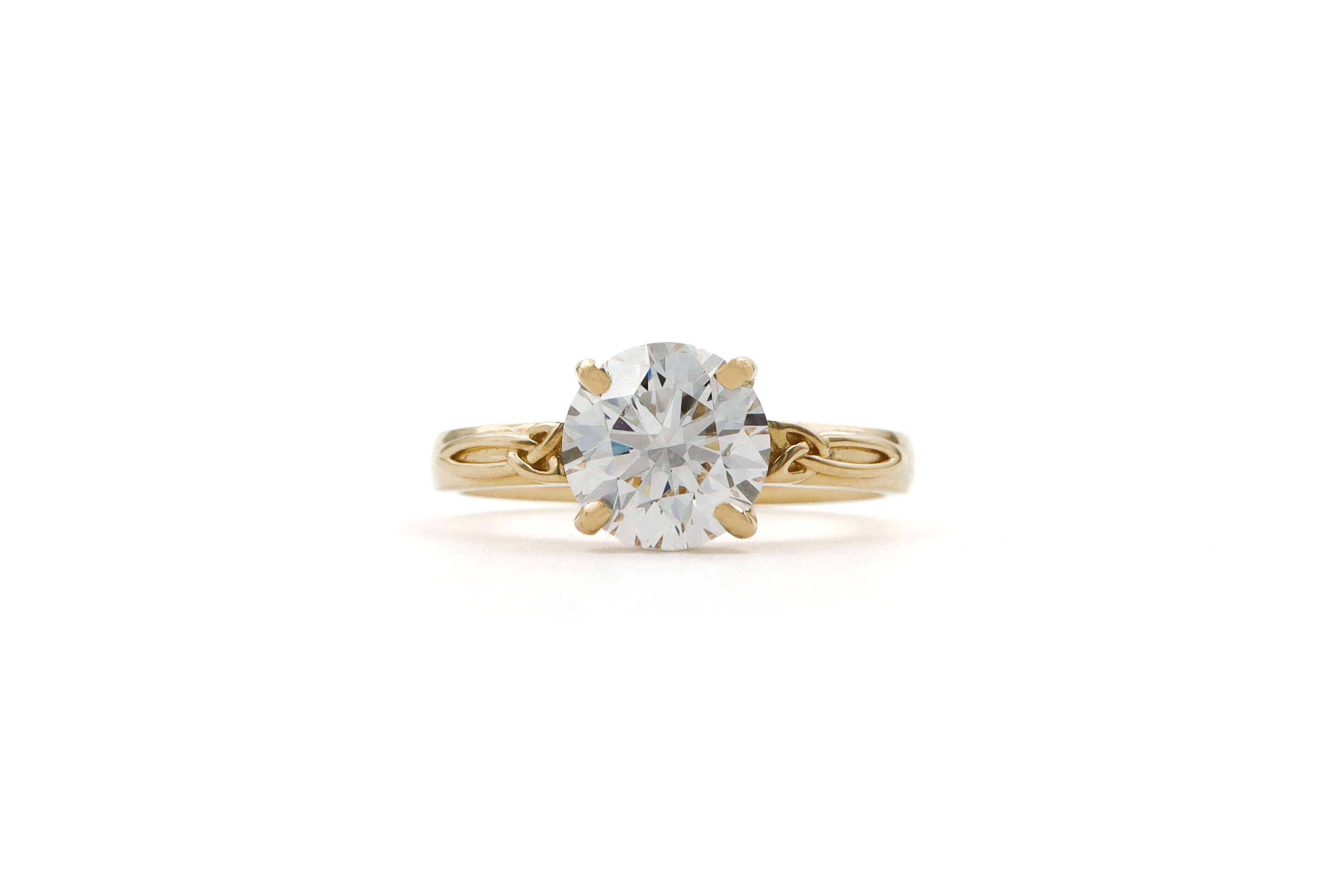Womens Attractive Polished 14K Yellow Gold Trinity Knot 2.00ct Lab Grown Diamond Engagement Ring