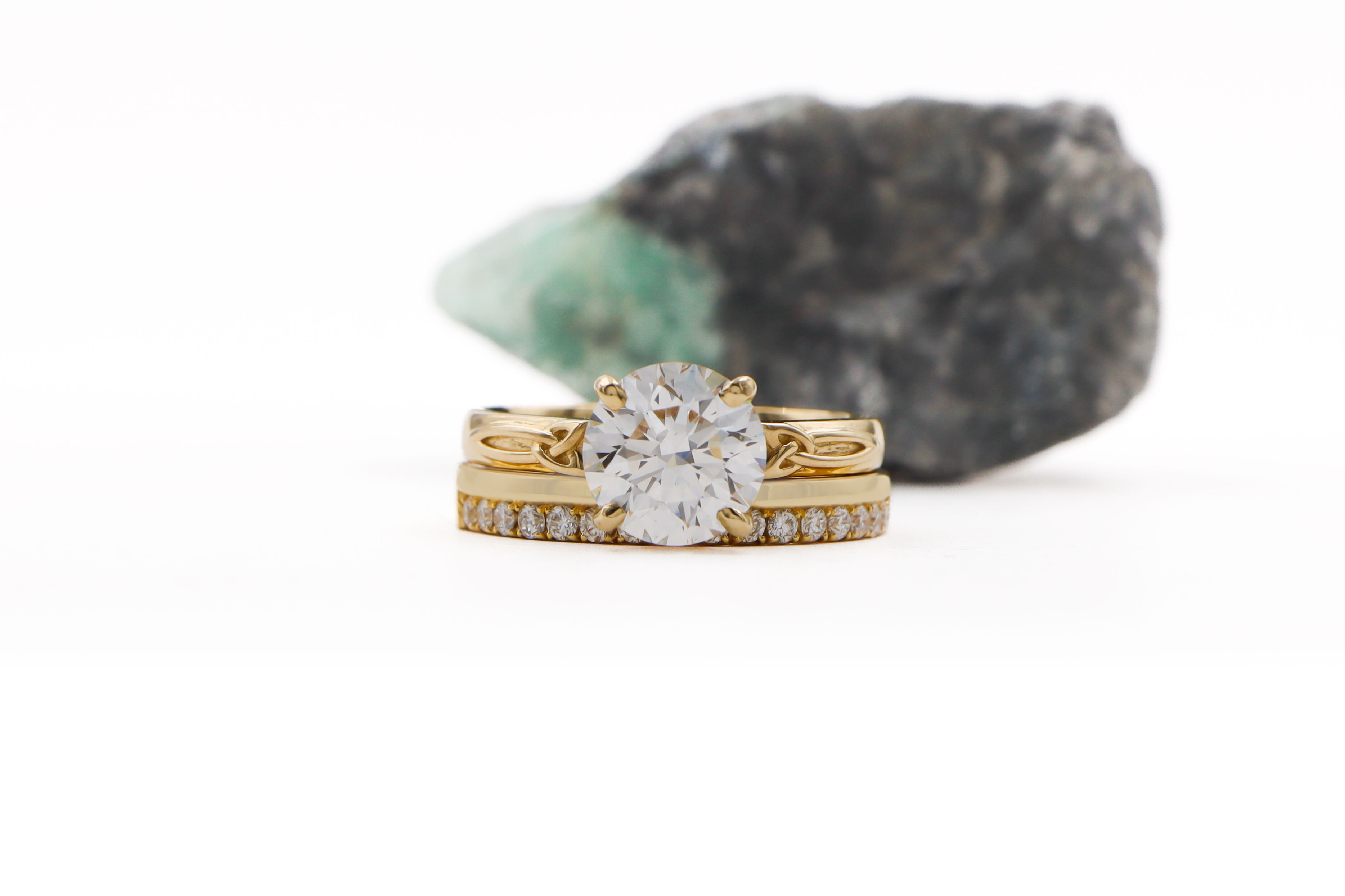 Womens Polished 14K Yellow Gold Trinity Knot 2.00ct Lab Grown Diamond Engagement Ring