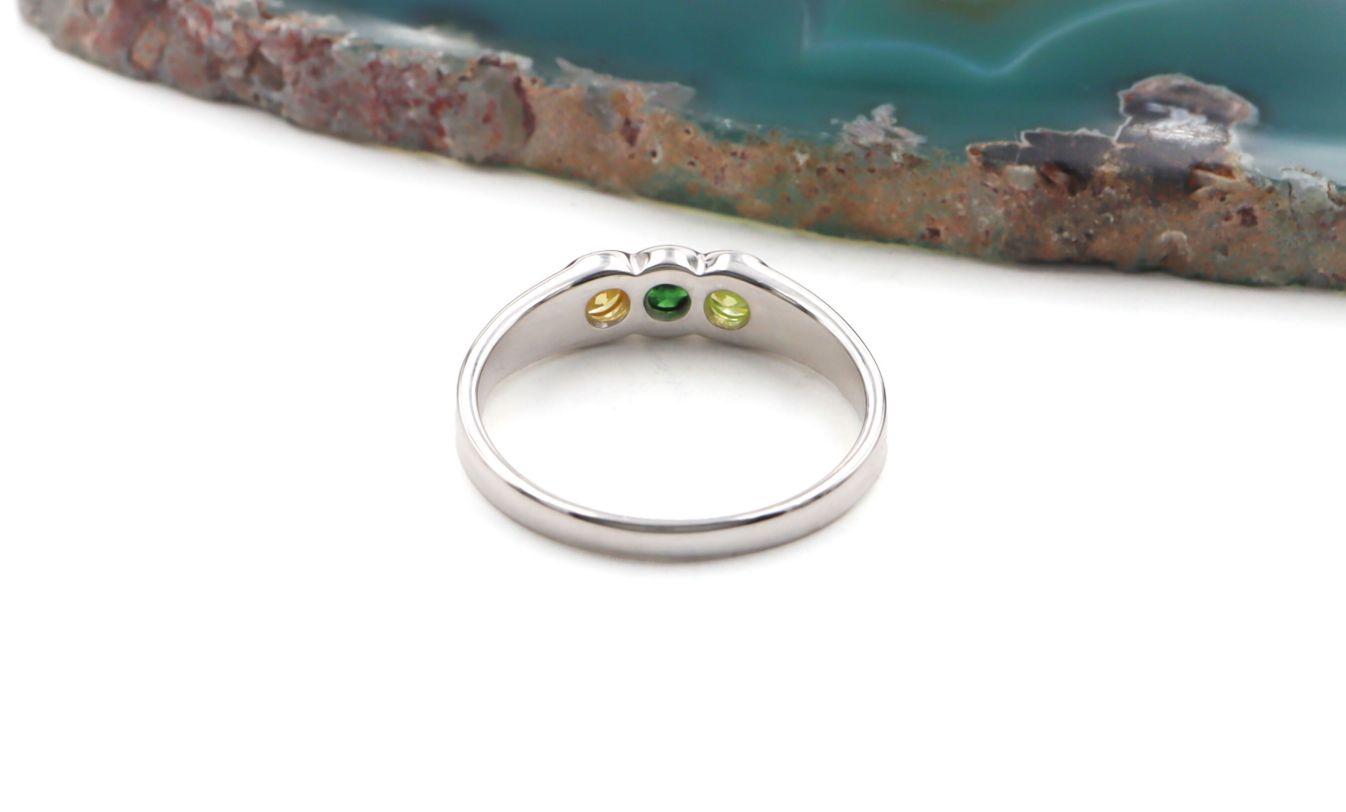 Real Sterling Silver None Birthstone Ring With a Polished Finish For Women. Picture Of The Back.