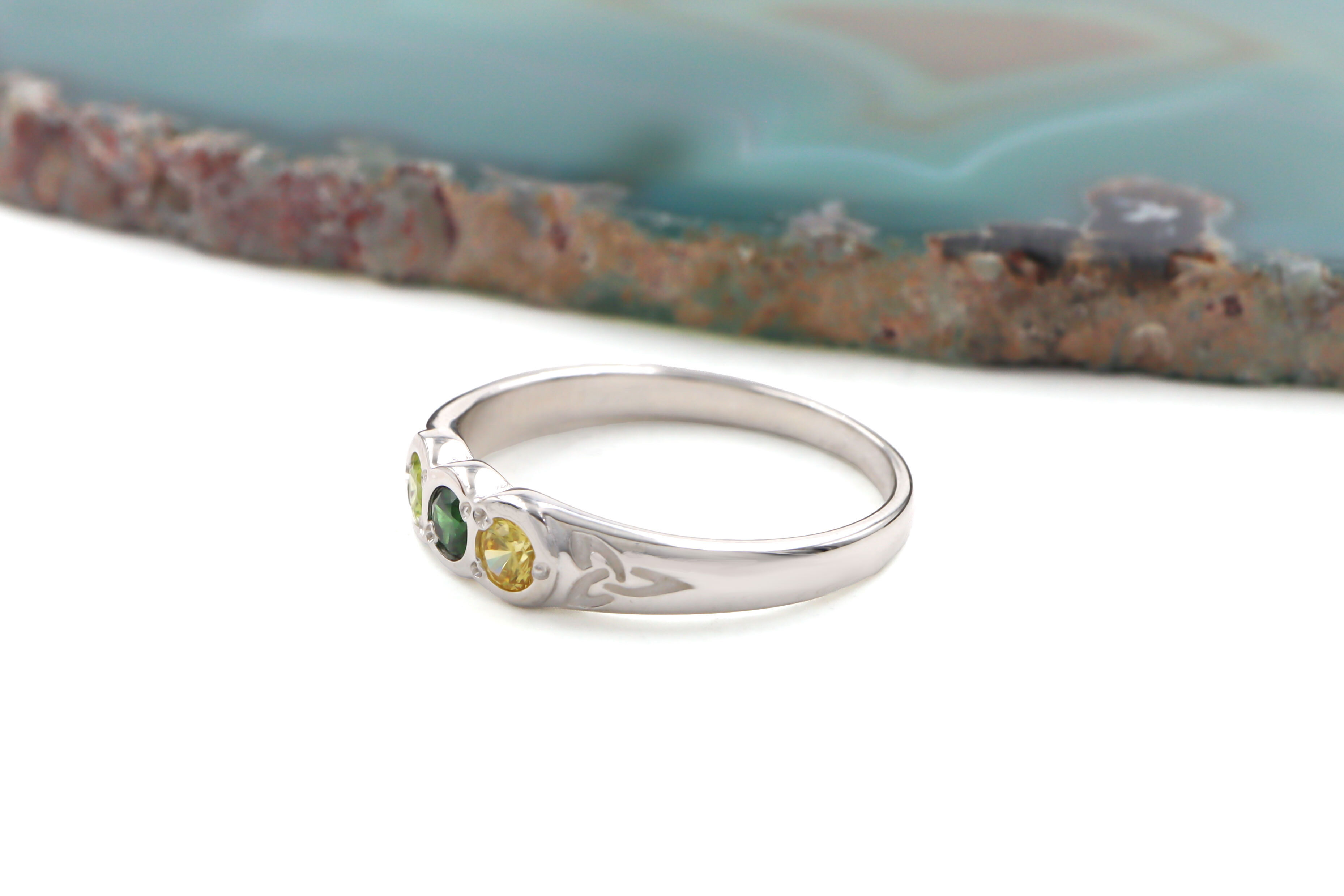 Genuine Sterling Silver None Birthstone Ring For Women With a Polished Finish. Side View.
