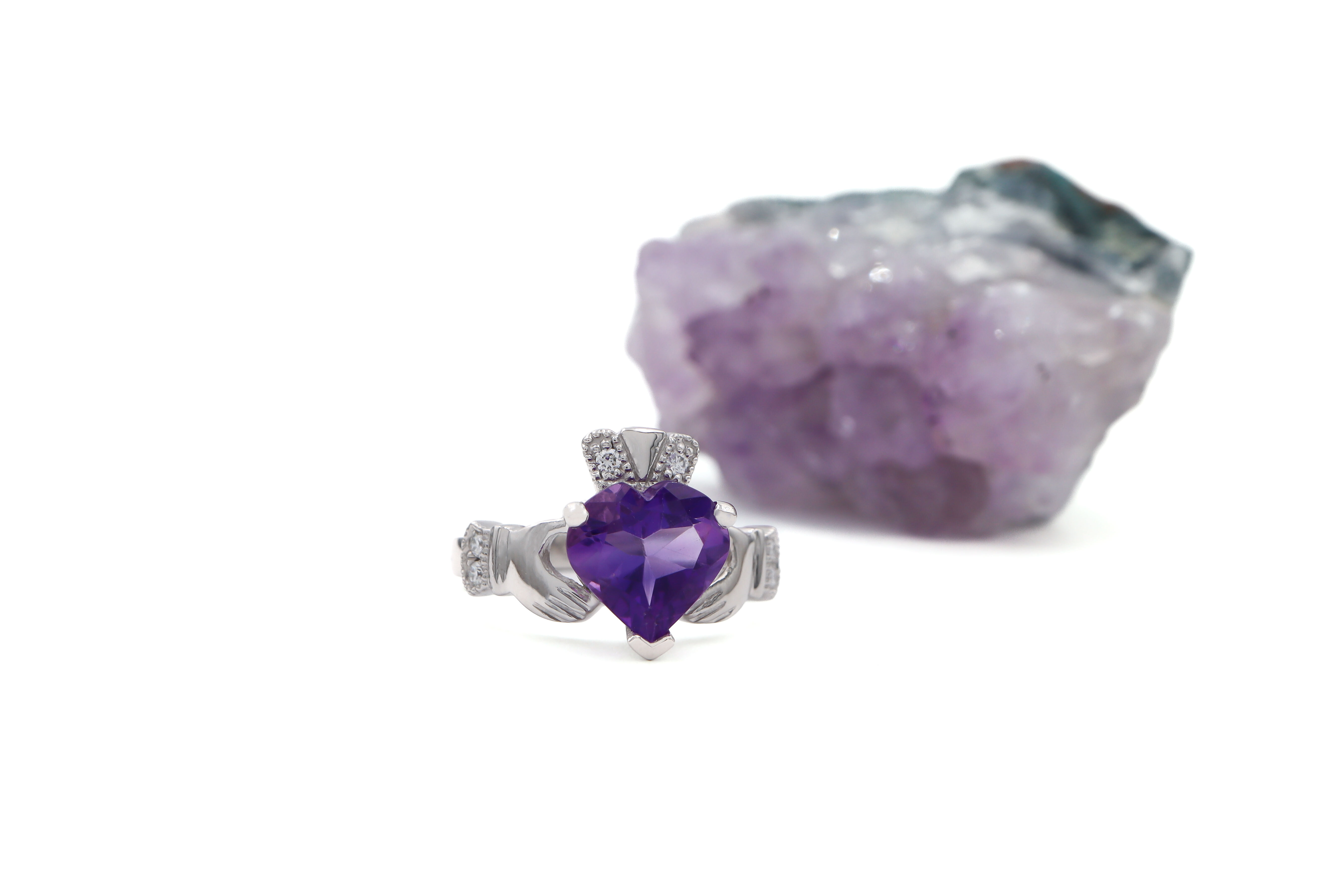 Luxurious Platinum Claddagh Engagement Ring For Women With a Polished Finish