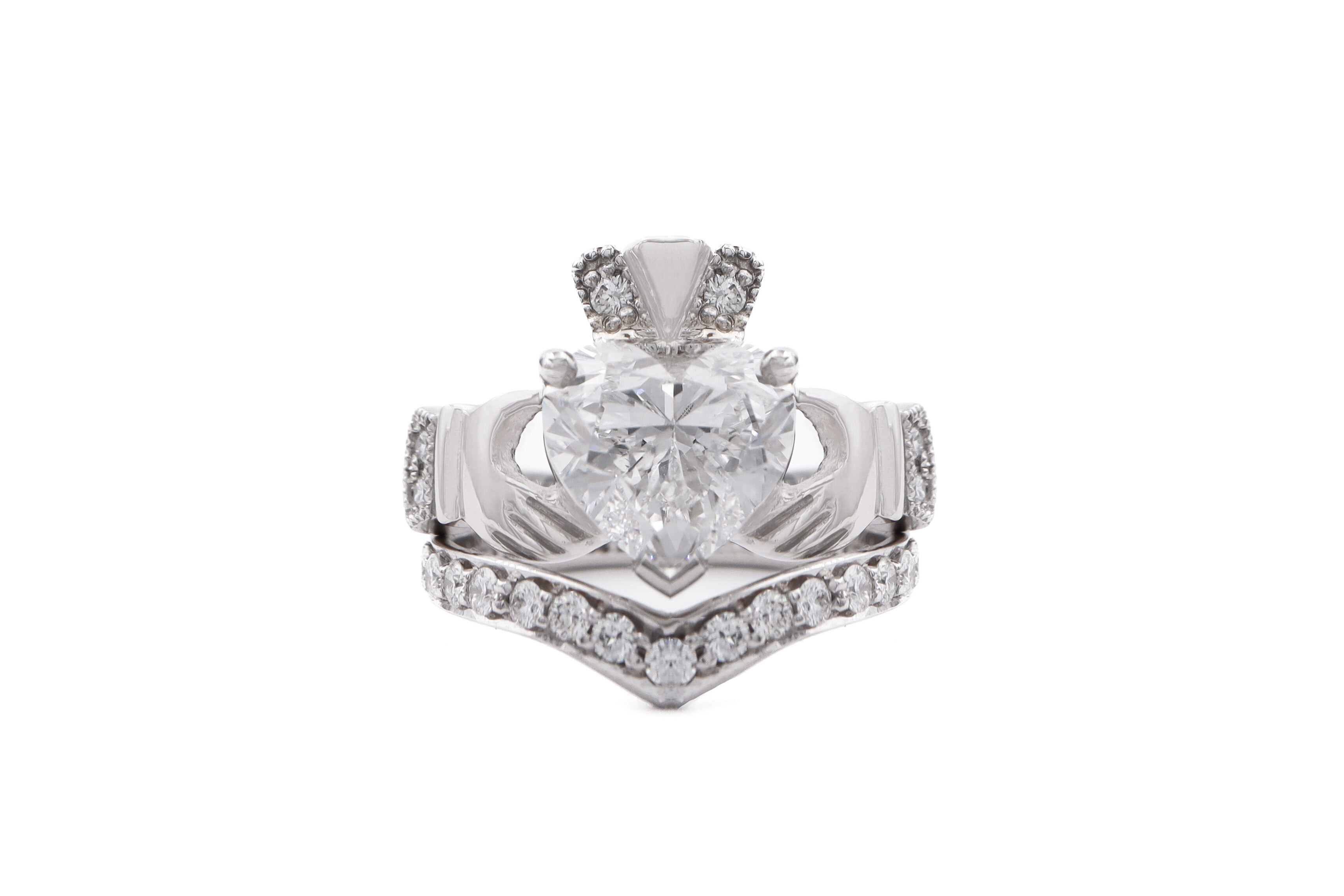 Womens Polished Claddagh 3.00ct Lab Grown Diamond Ring in Real Platinum 950