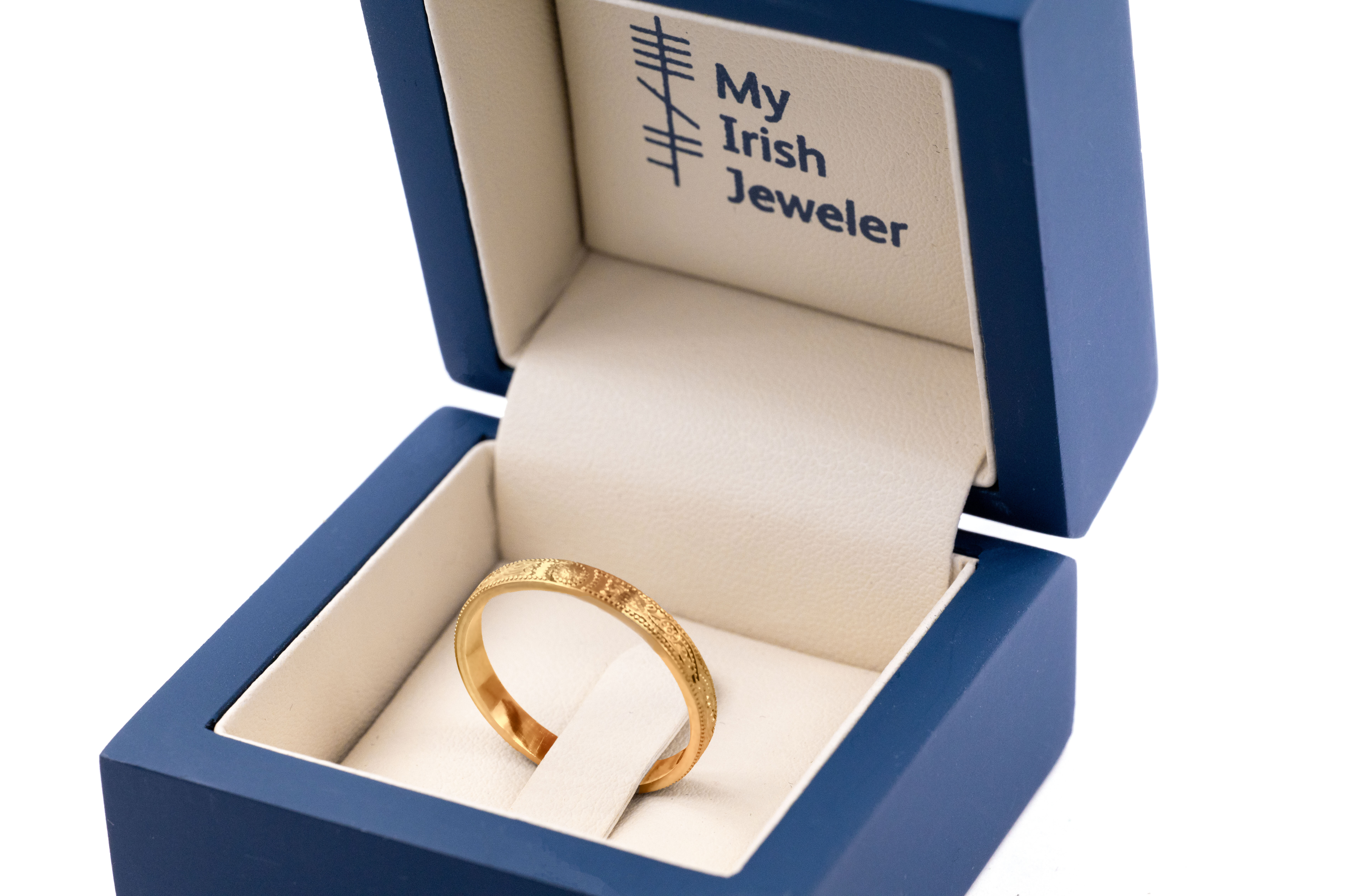 Real 10K Yellow Gold Celtic Warrior 6.0mm Ring For Women With a Florentine Finish. In Luxury Packaging.
