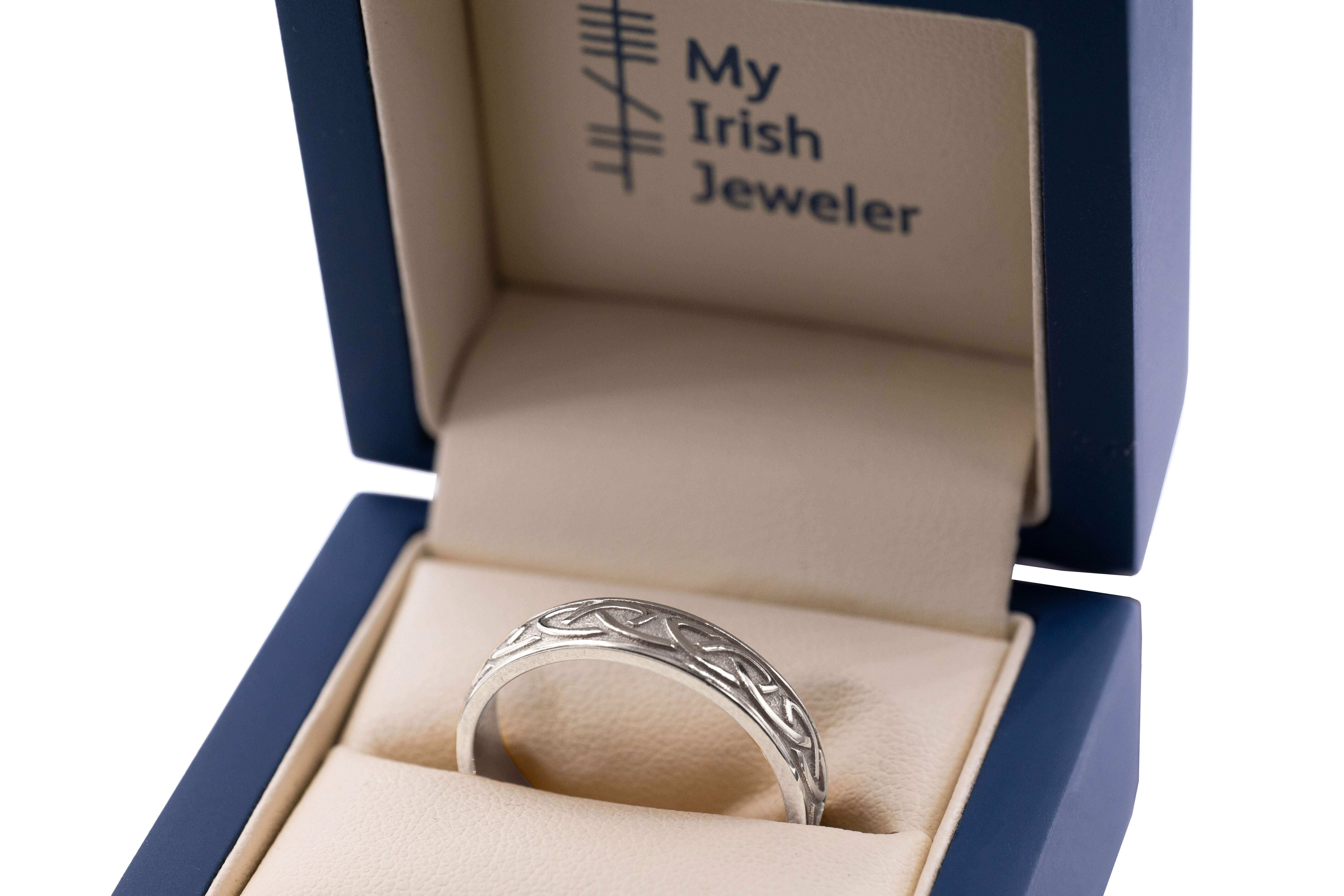 Mens Celtic Knot 3.8mm Ring in Real Sterling Silver. In Luxury Packaging.