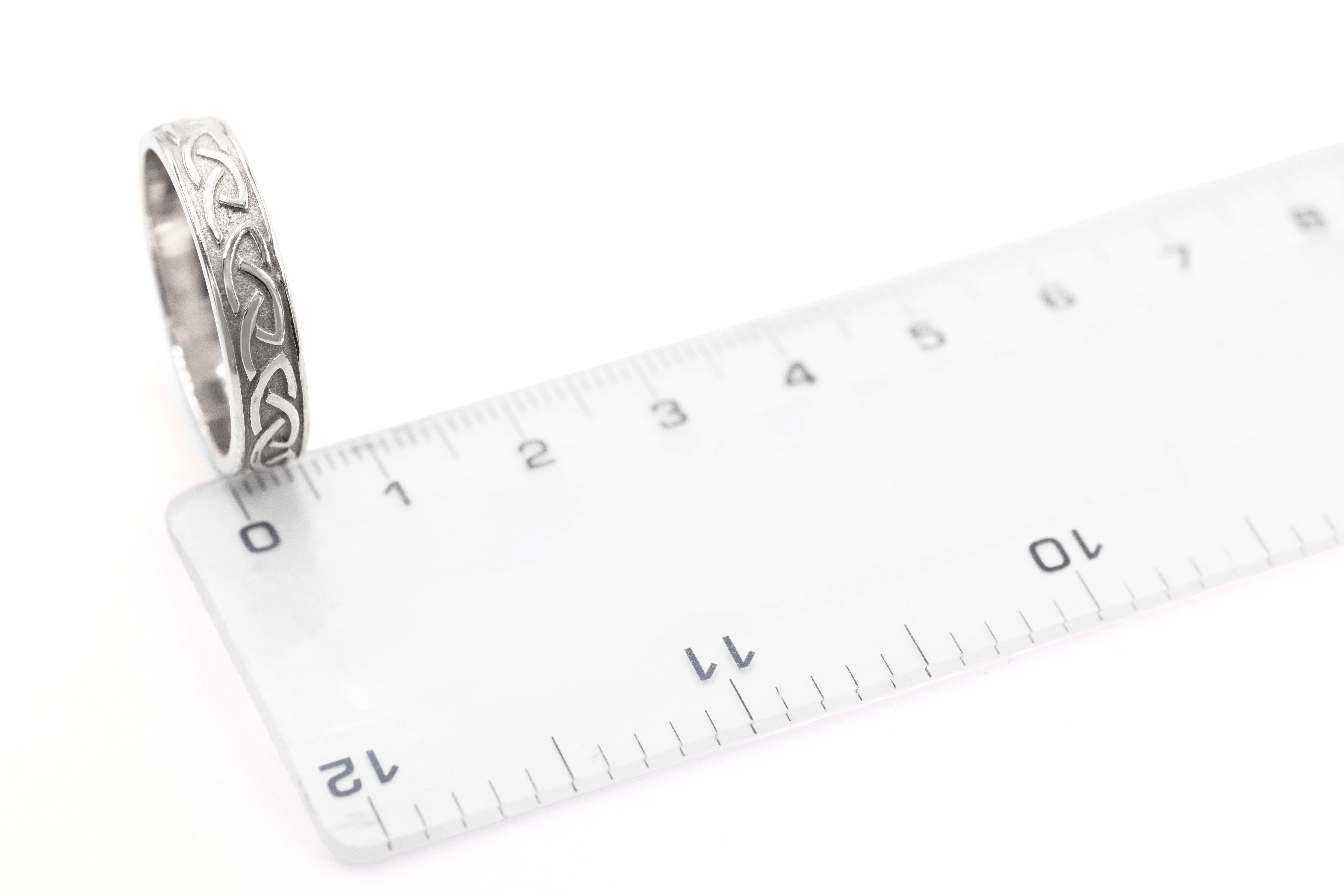 Mens Celtic Knot 3.8mm Ring in Sterling Silver. Picture For Scale.