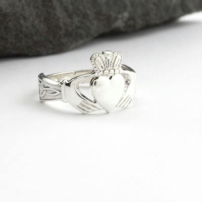 Mens Claddagh Ring with Trinity Knot Cuffs
