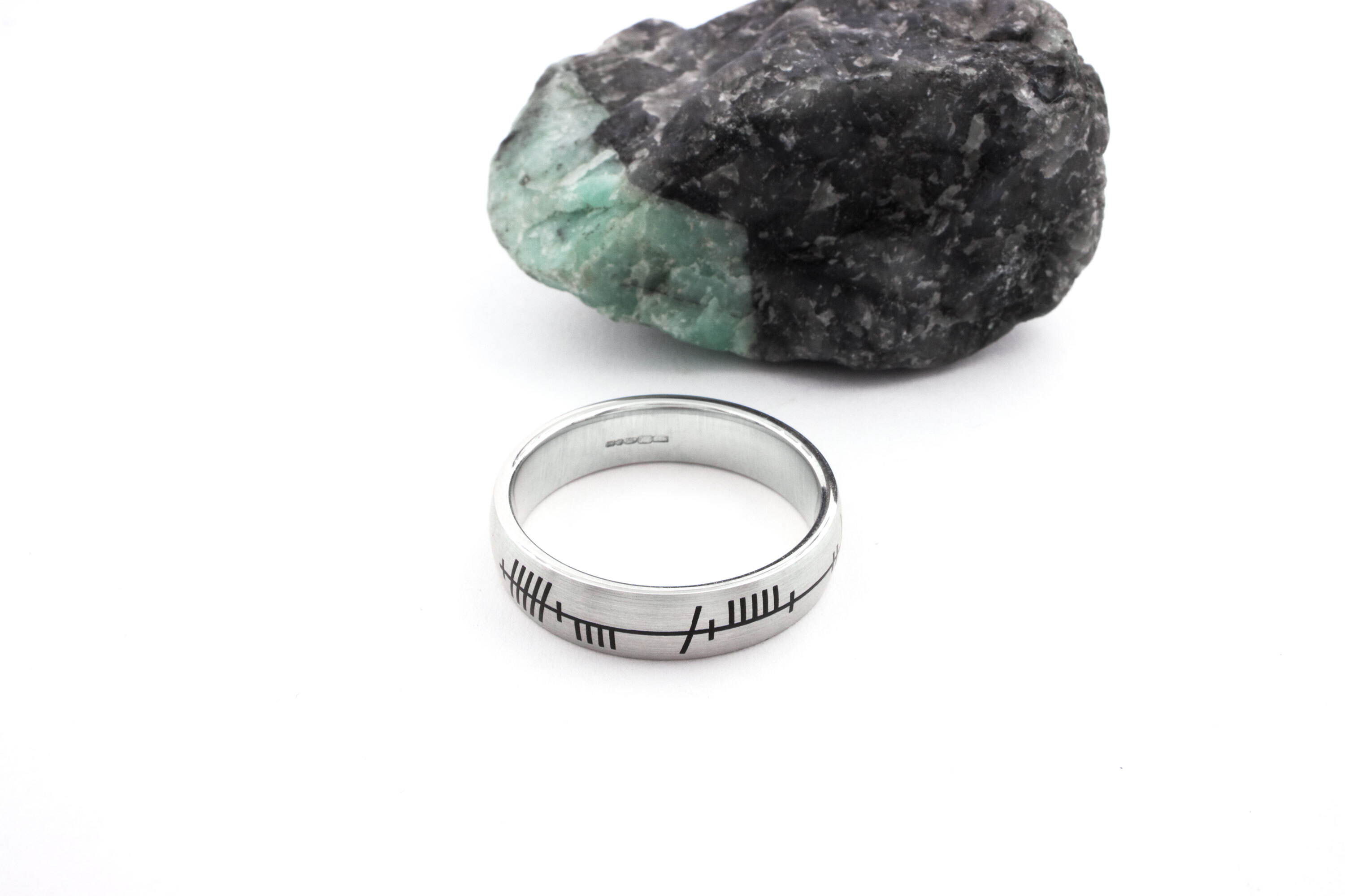 Attractive 9K White Gold Personalisable Ogham 5.0mm Ring For Women