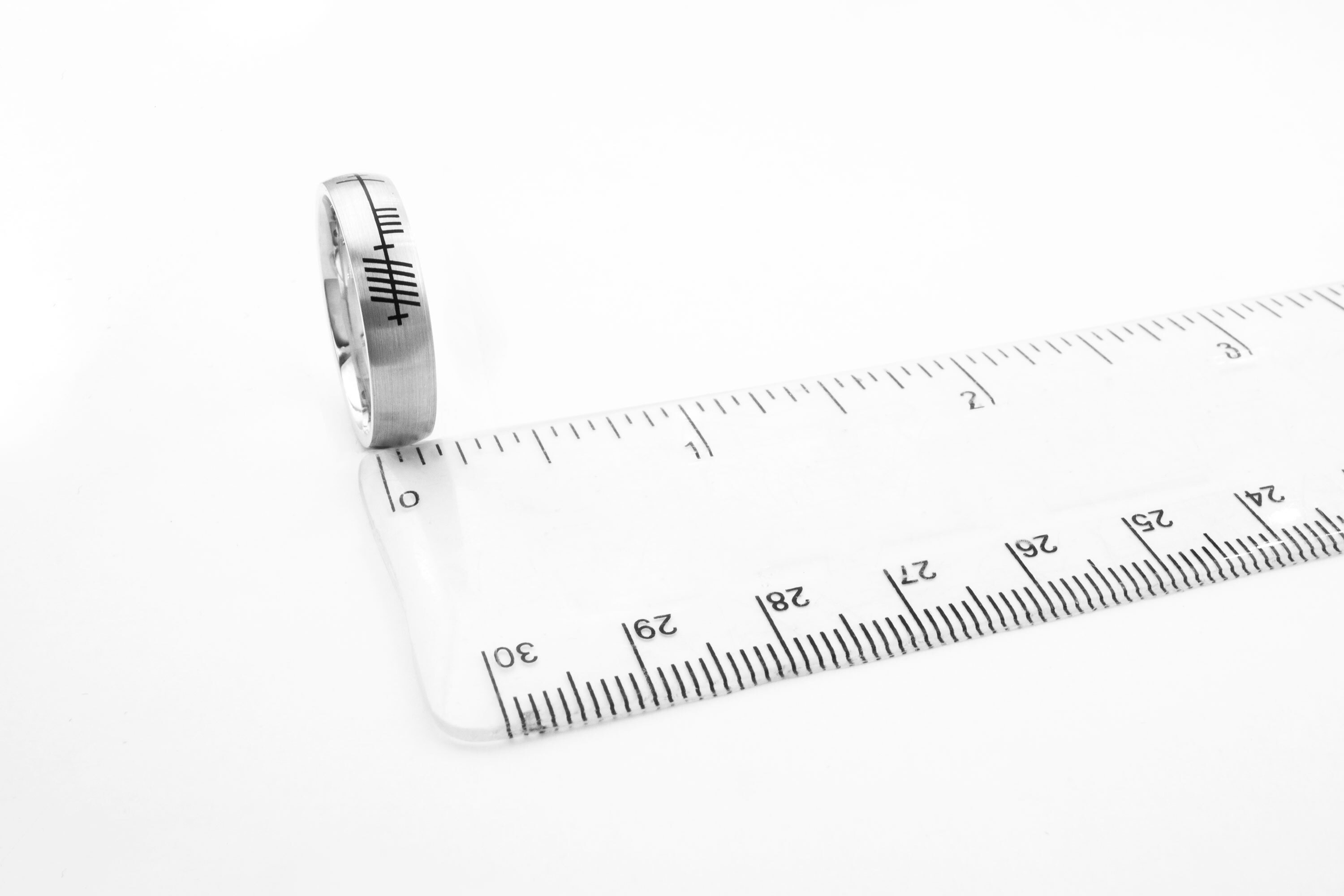 Womens Ogham Customisable 5.0mm Ring in Real White Gold