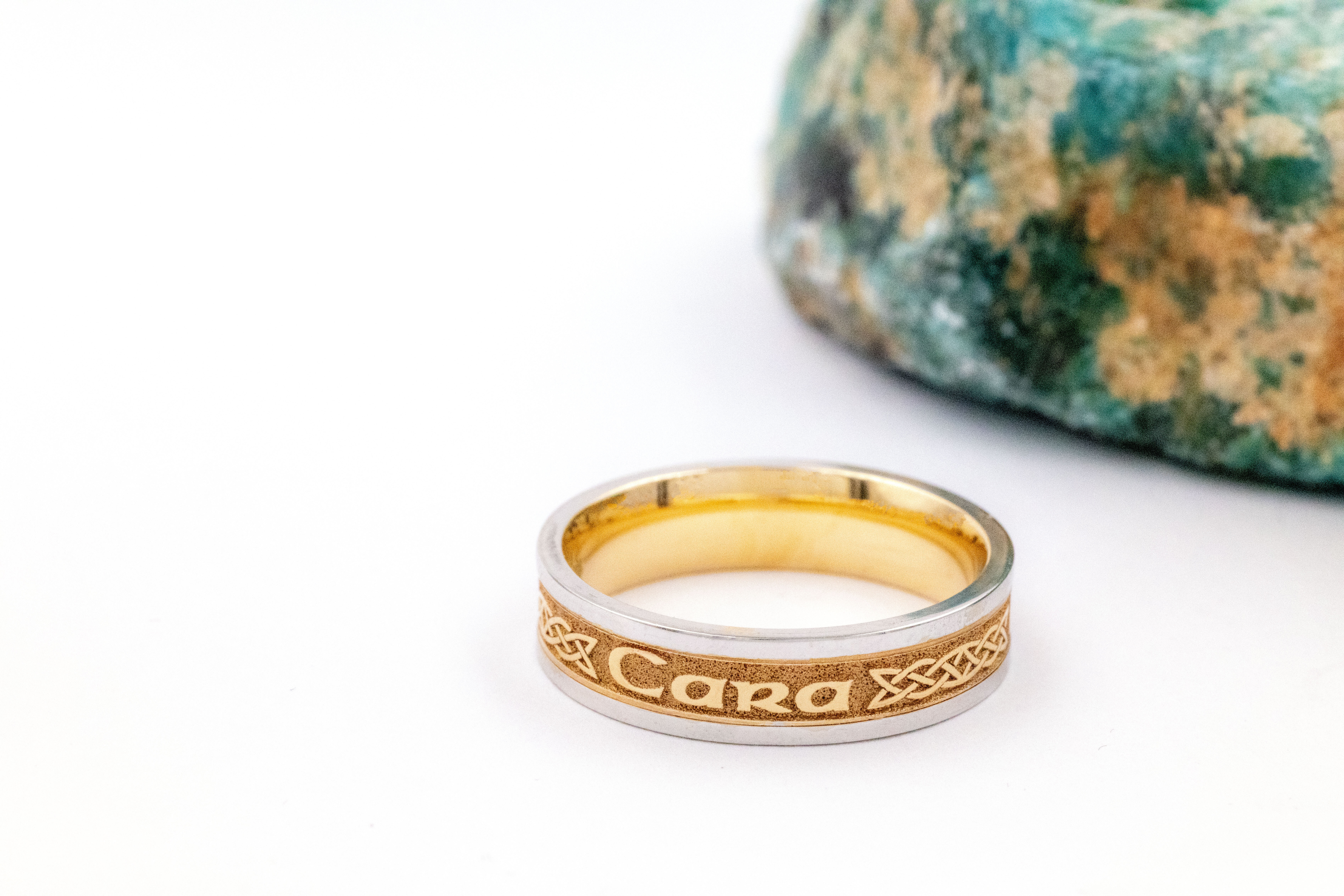 Genuine 14K Yellow Gold & White Gold Mo Anam Cara 5.0mm Ring For Women