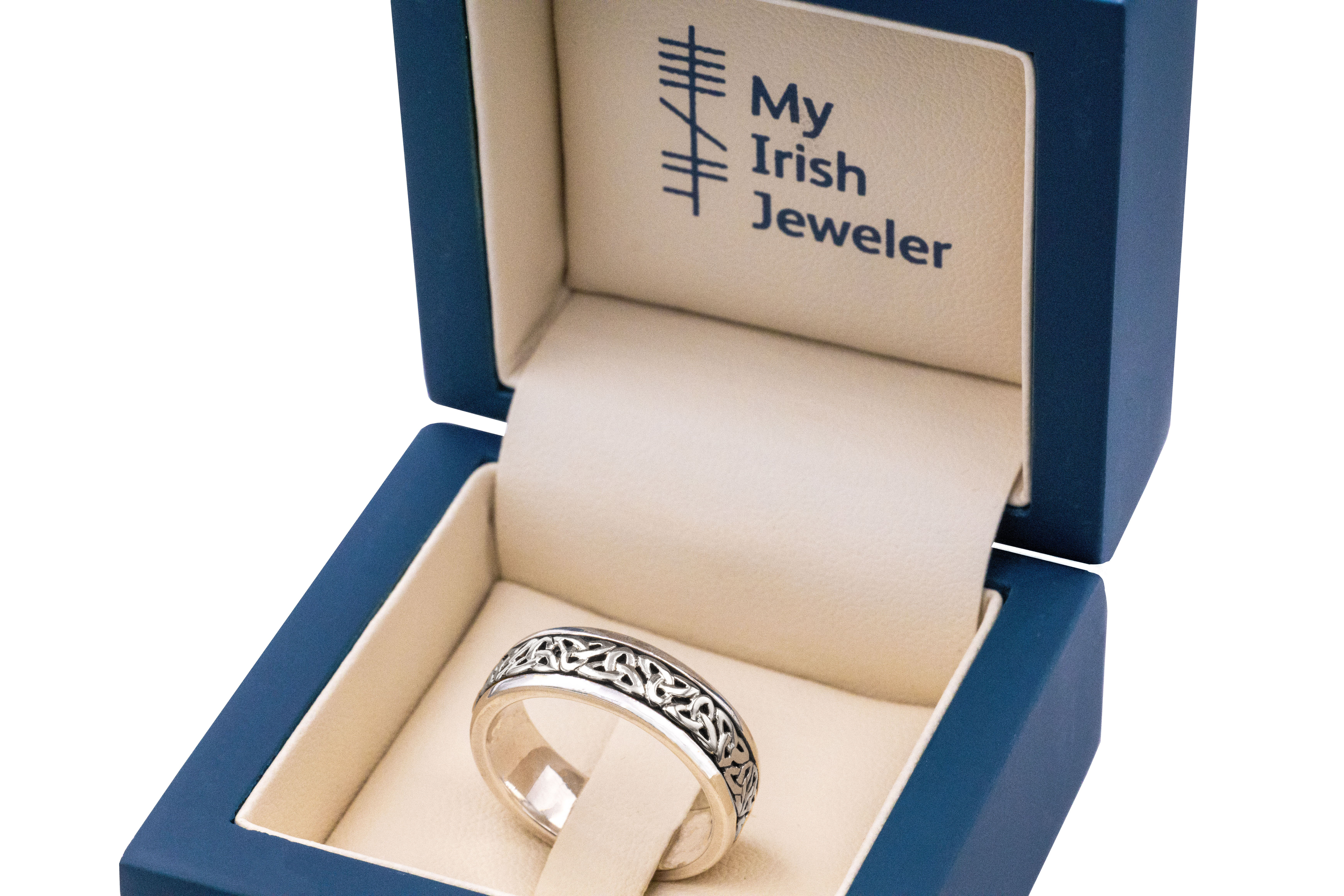Oxidized Sterling Silver Celtic Knot & Trinity Knot 6.0mm Ring. In Luxury Packaging.