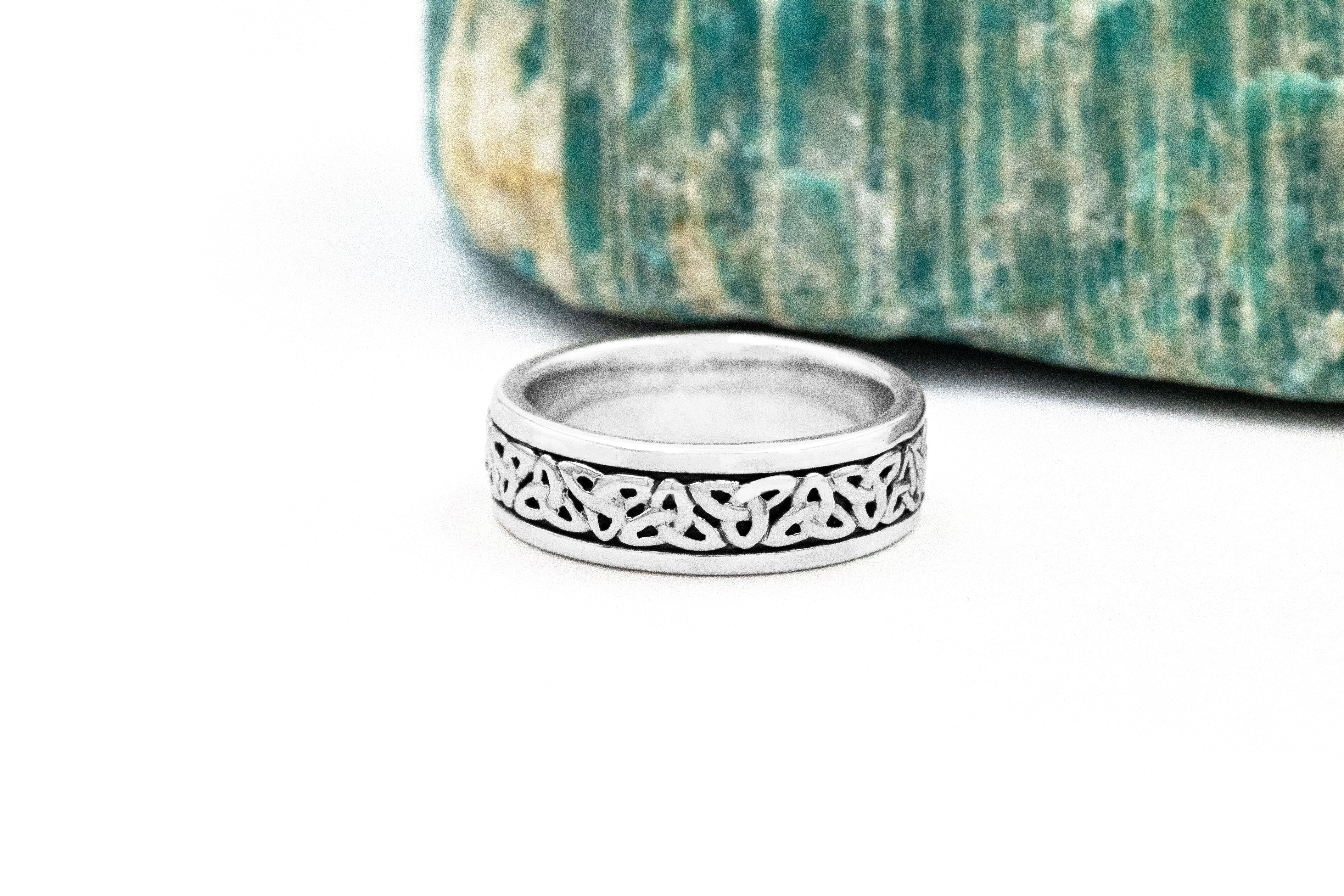 Authentic Sterling Silver Celtic Knot 6.0mm Ring With a Oxidized Finish