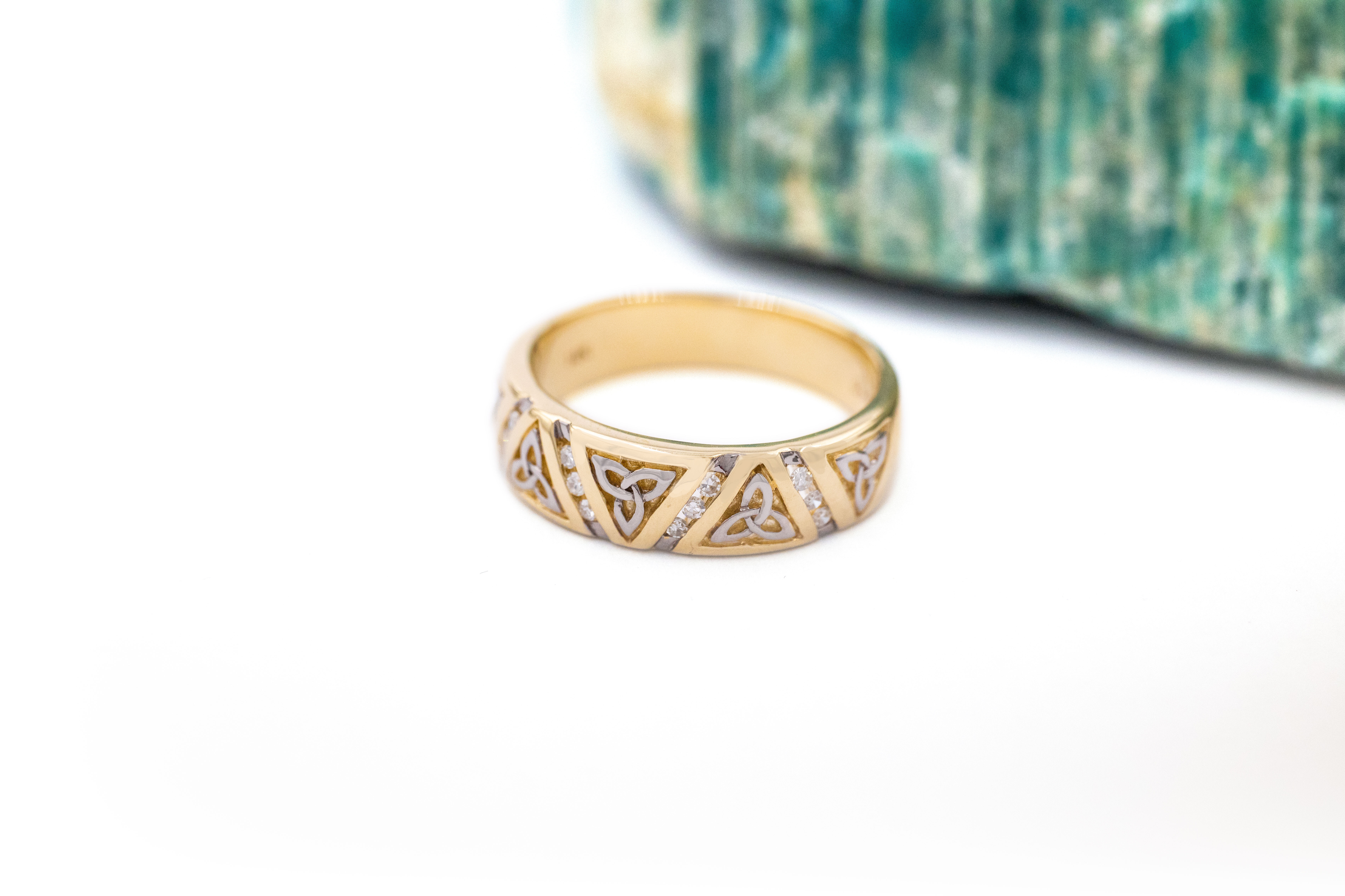 Real Yellow Gold Trinity Knot Wedding Ring For Men