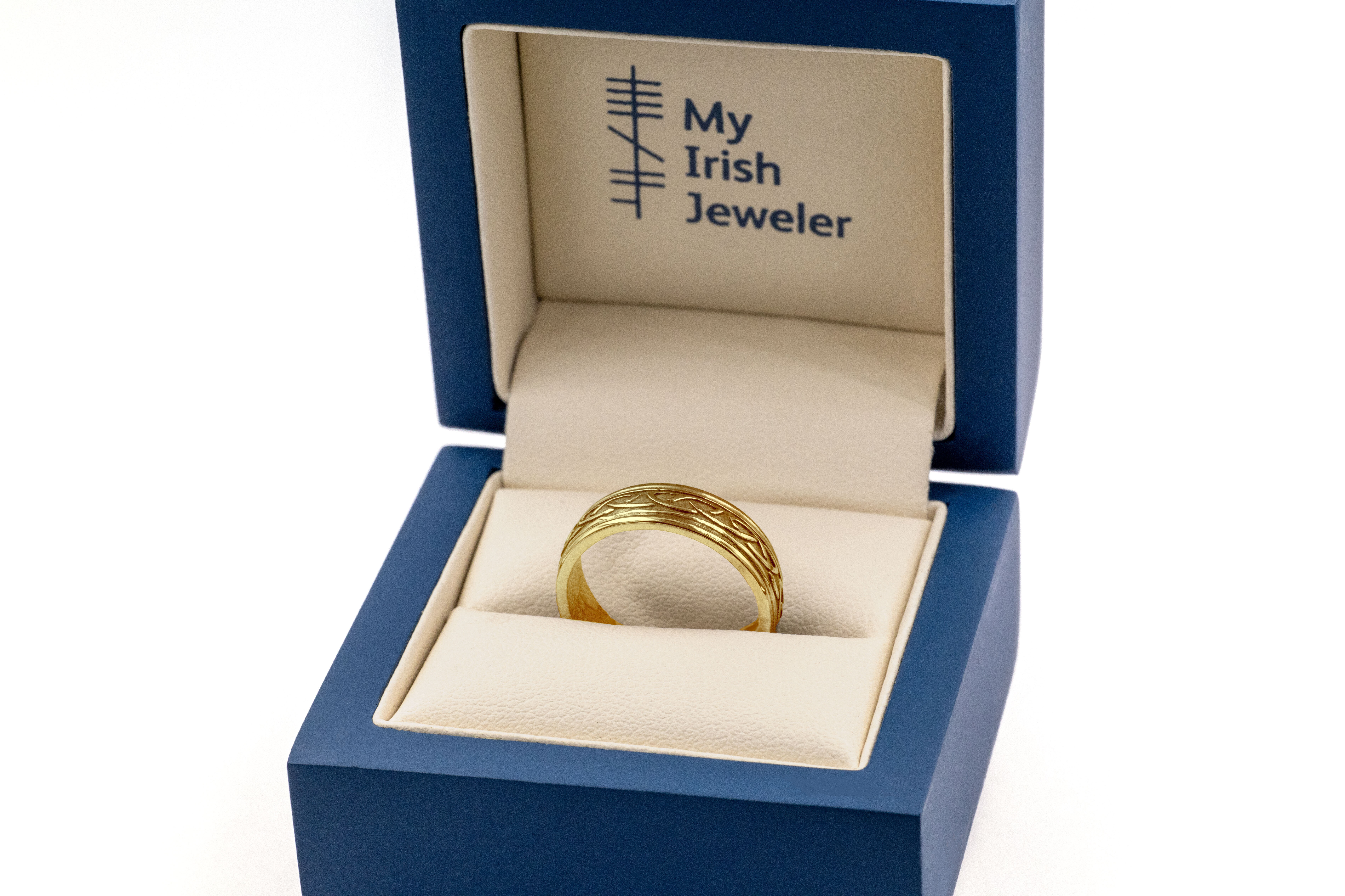 Luxurious Yellow Gold Celtic Knot 6.0mm Ring For Women. In Luxury Packaging.