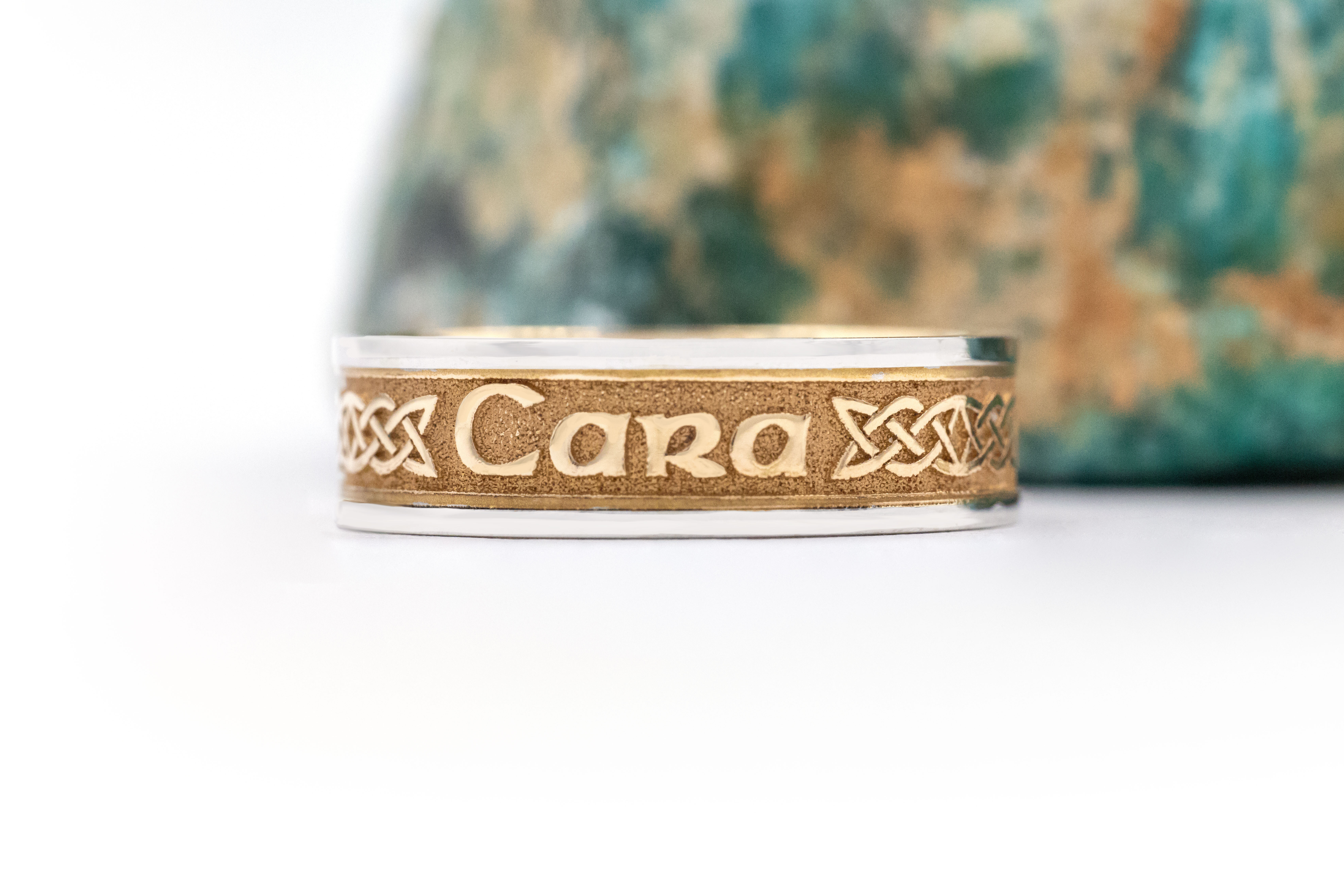 Mens Mo Anam Cara 6.5mm Ring in Real 10K Yellow Gold & White Gold