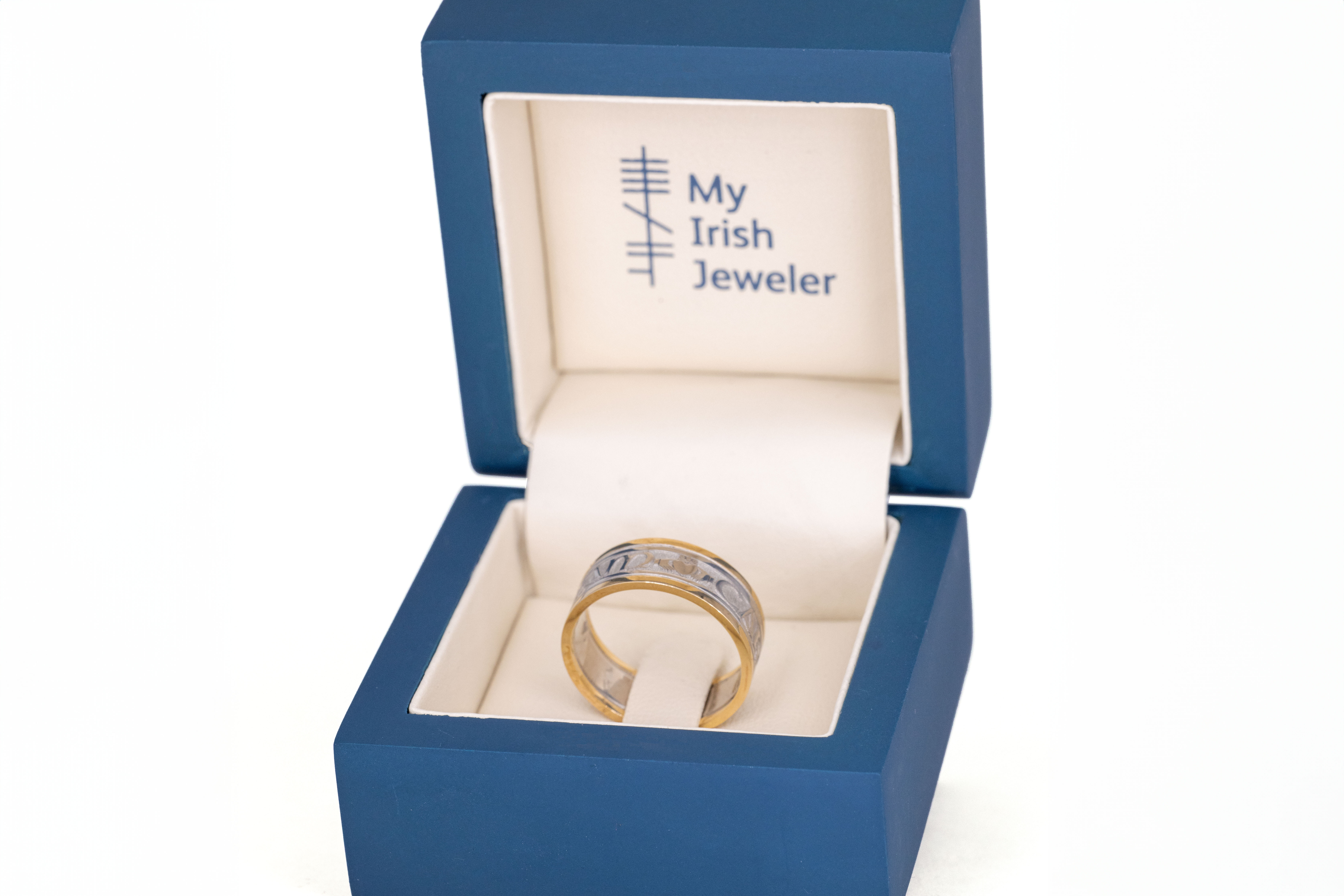 Romantic Sterling Silver & 10K Yellow Gold Mo Anam Cara & Gaelic Ring For Women. In Luxury Packaging.