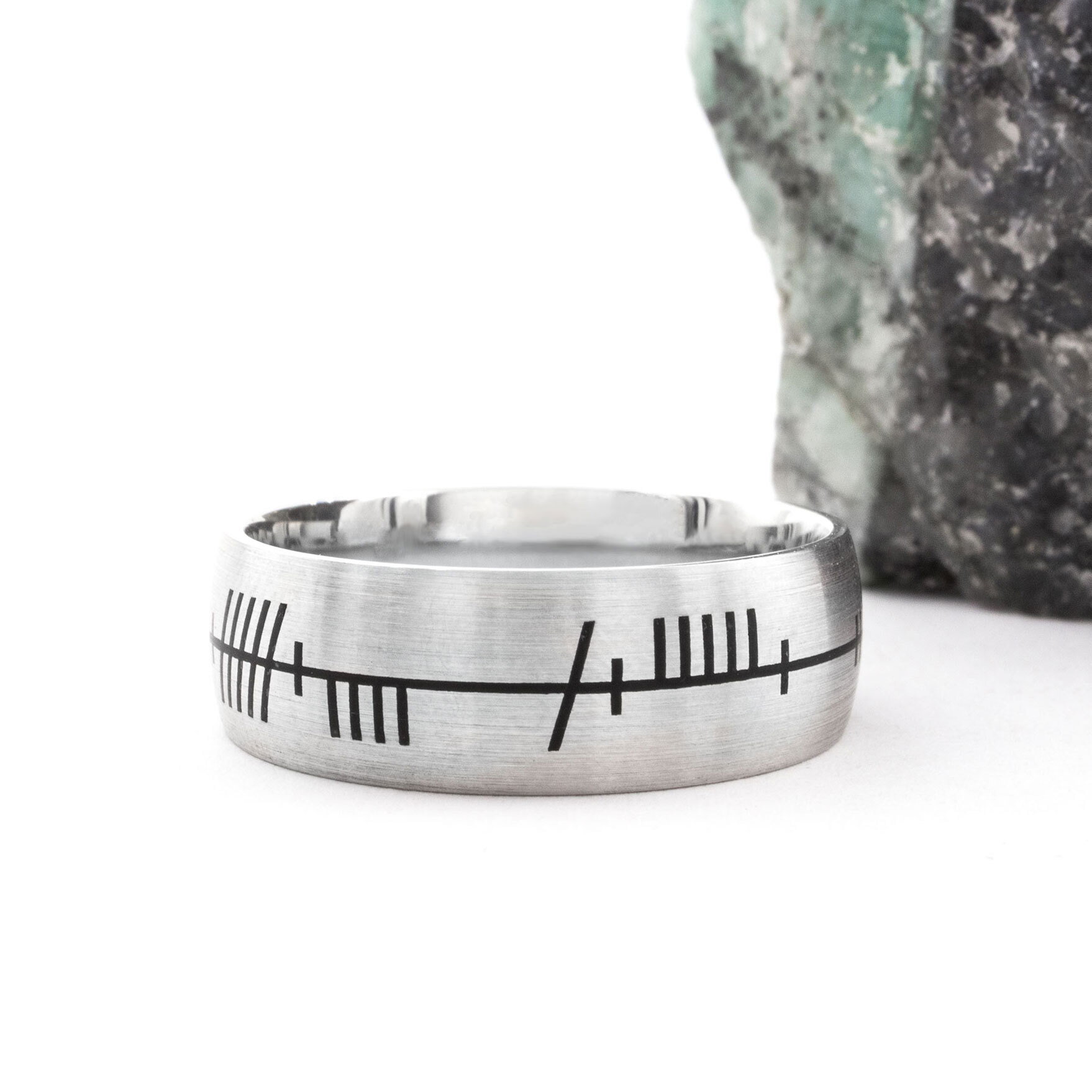 Gorgeous White Gold Ogham Personalisable 5.0mm Ring For Men