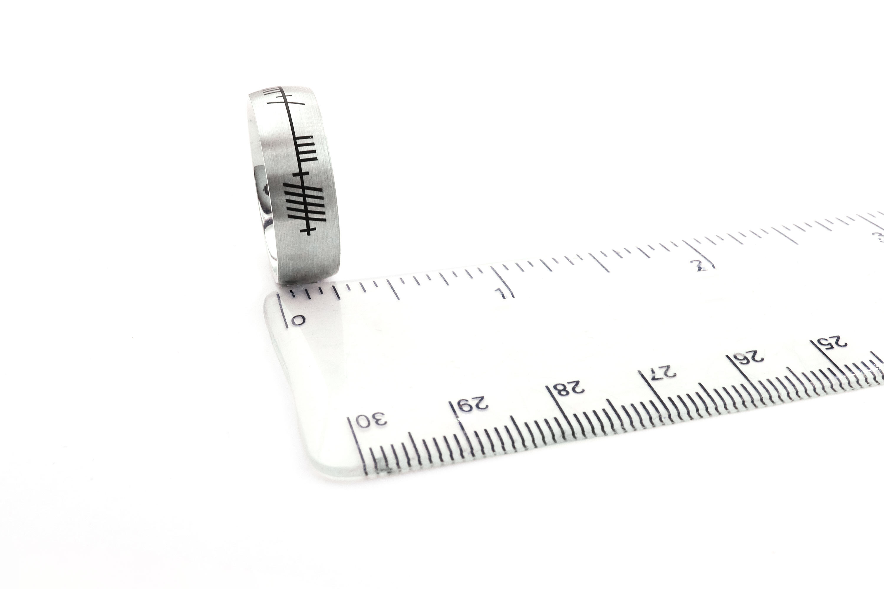 Mens Striking 14K White Gold Ogham Engravable 5.0mm Ring