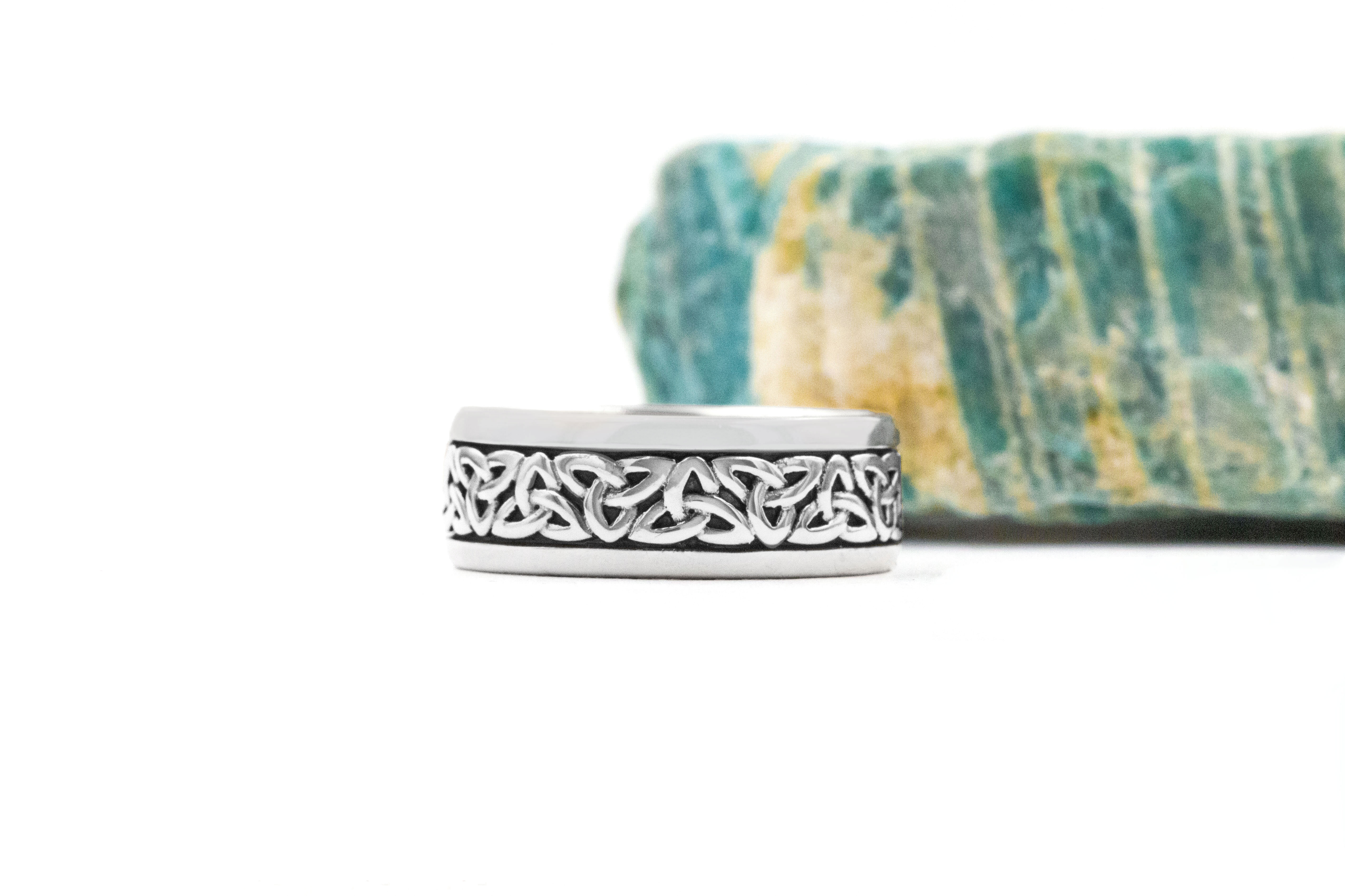 Genuine Sterling Silver Celtic Knot & Trinity Knot Ring With a Oxidized Finish