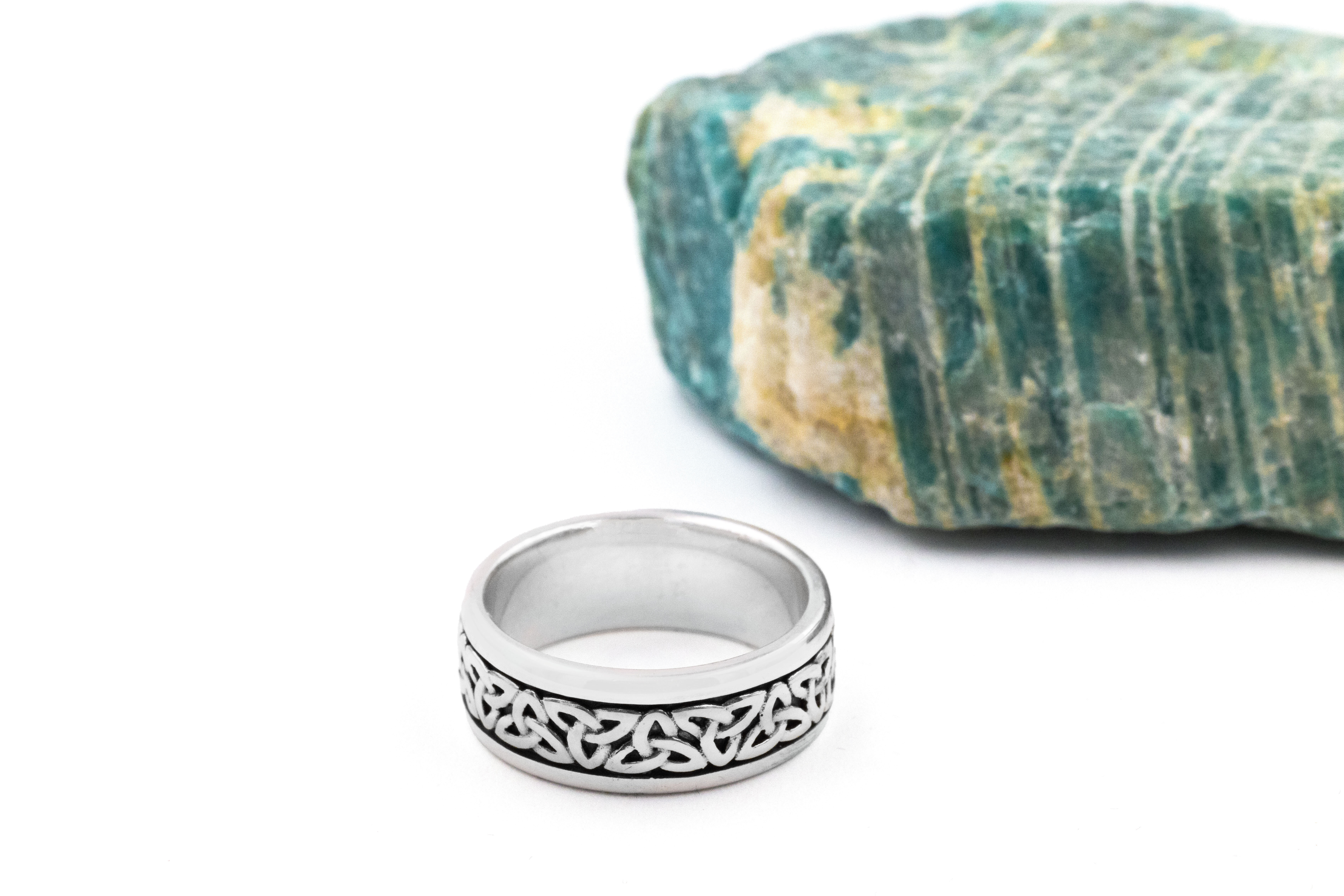 Oxidized Sterling Silver Celtic Knot & Trinity Knot Ring