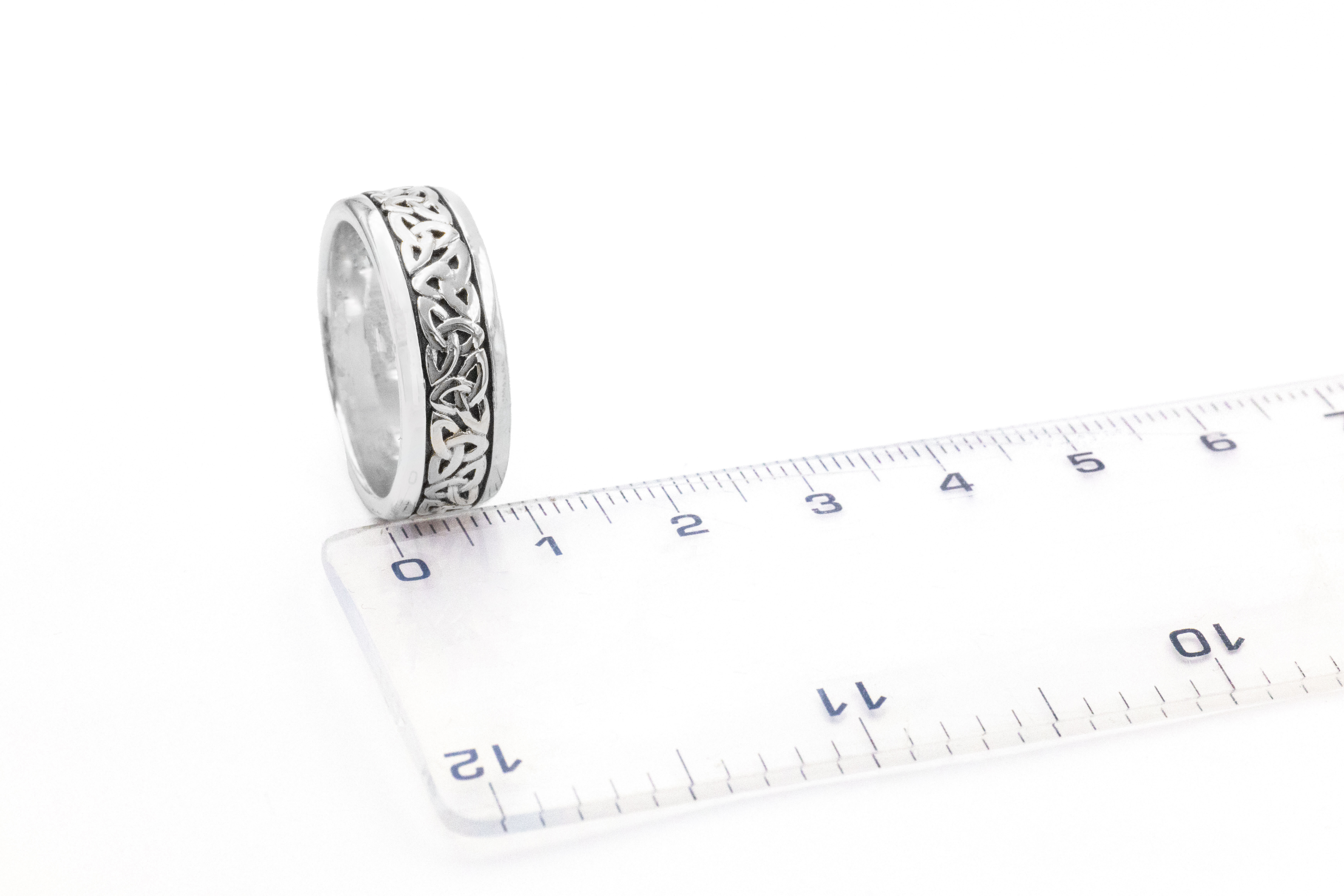 Oxidized Celtic Knot & Trinity Knot Ring in Real Sterling Silver. Picture For Scale.