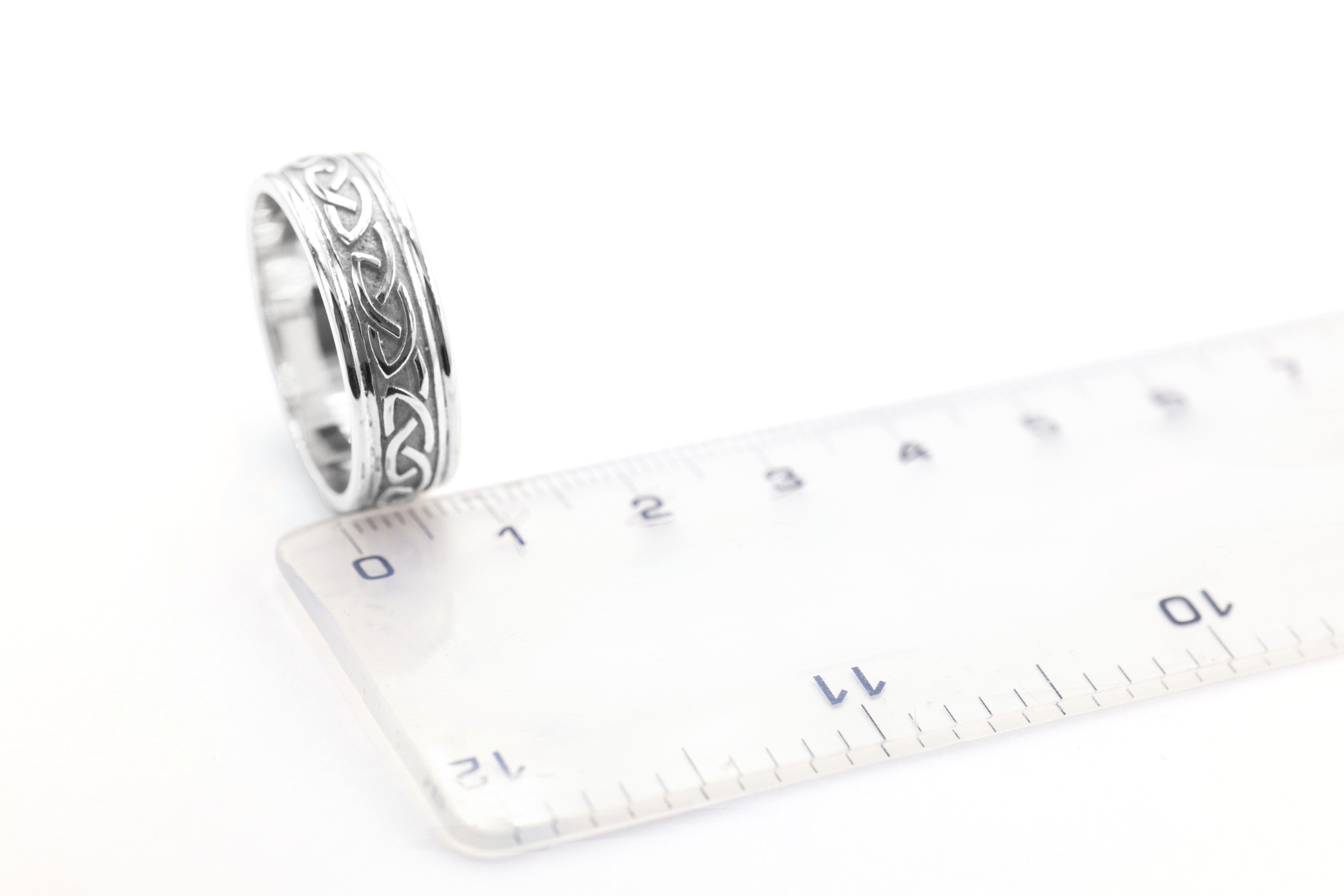 Genuine Platinum Celtic Knot 8.0mm Ring. Picture For Scale.