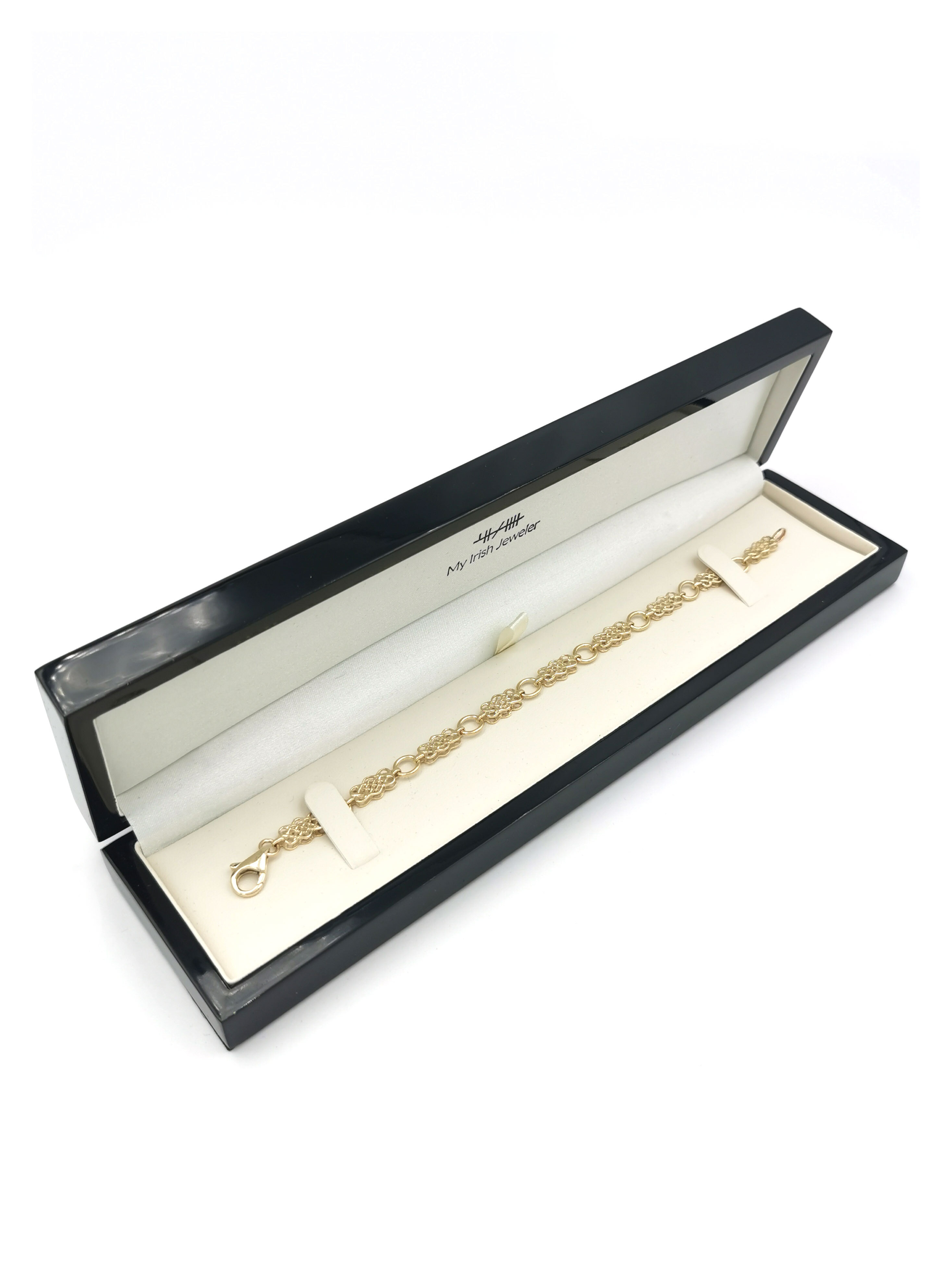 Gorgeous Yellow Gold Celtic Knot Bracelet For Women. In Luxury Packaging.