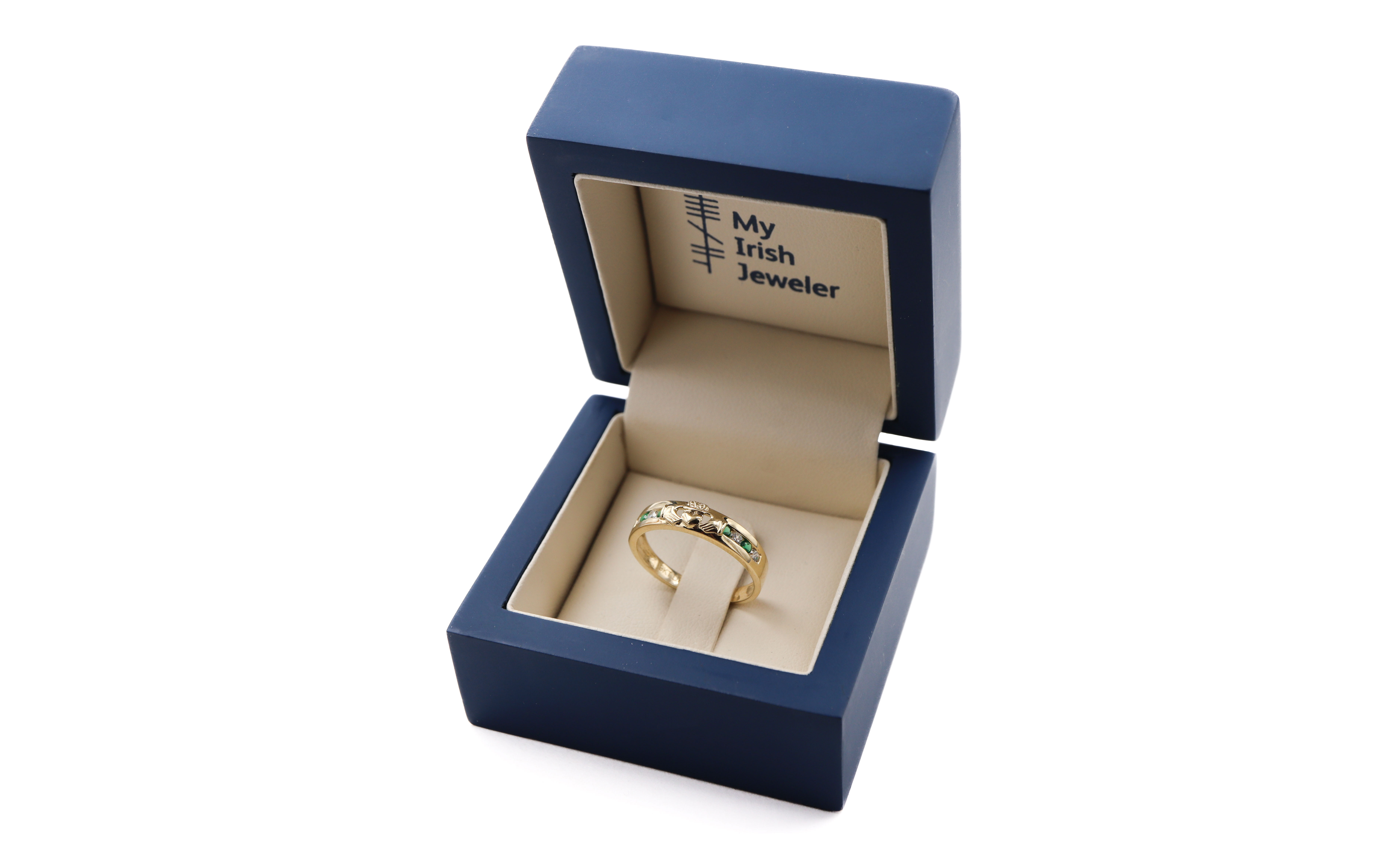 Striking 9K Yellow Gold Claddagh Ring For Women. In Luxury Packaging.
