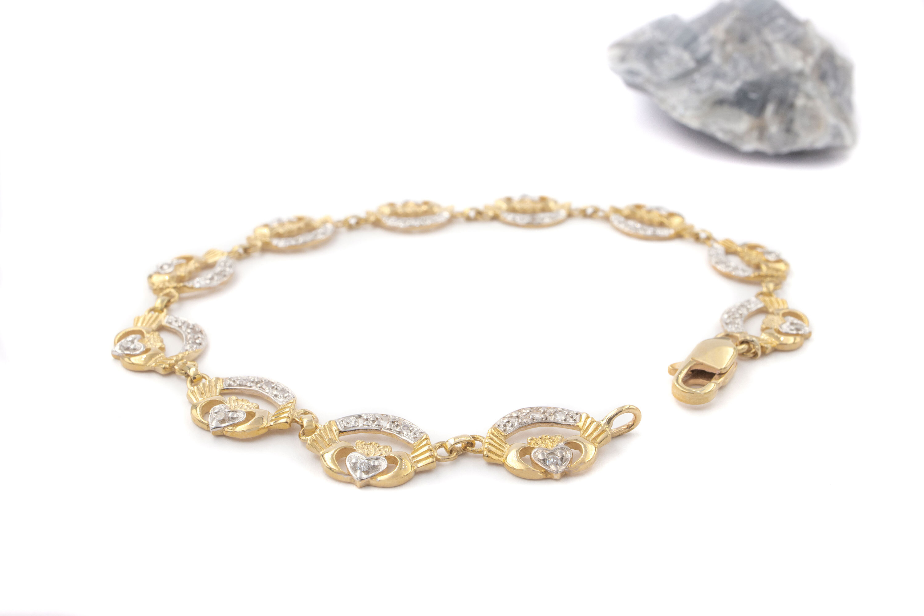 Gorgeous 9K Yellow Gold Claddagh Bracelet For Women
