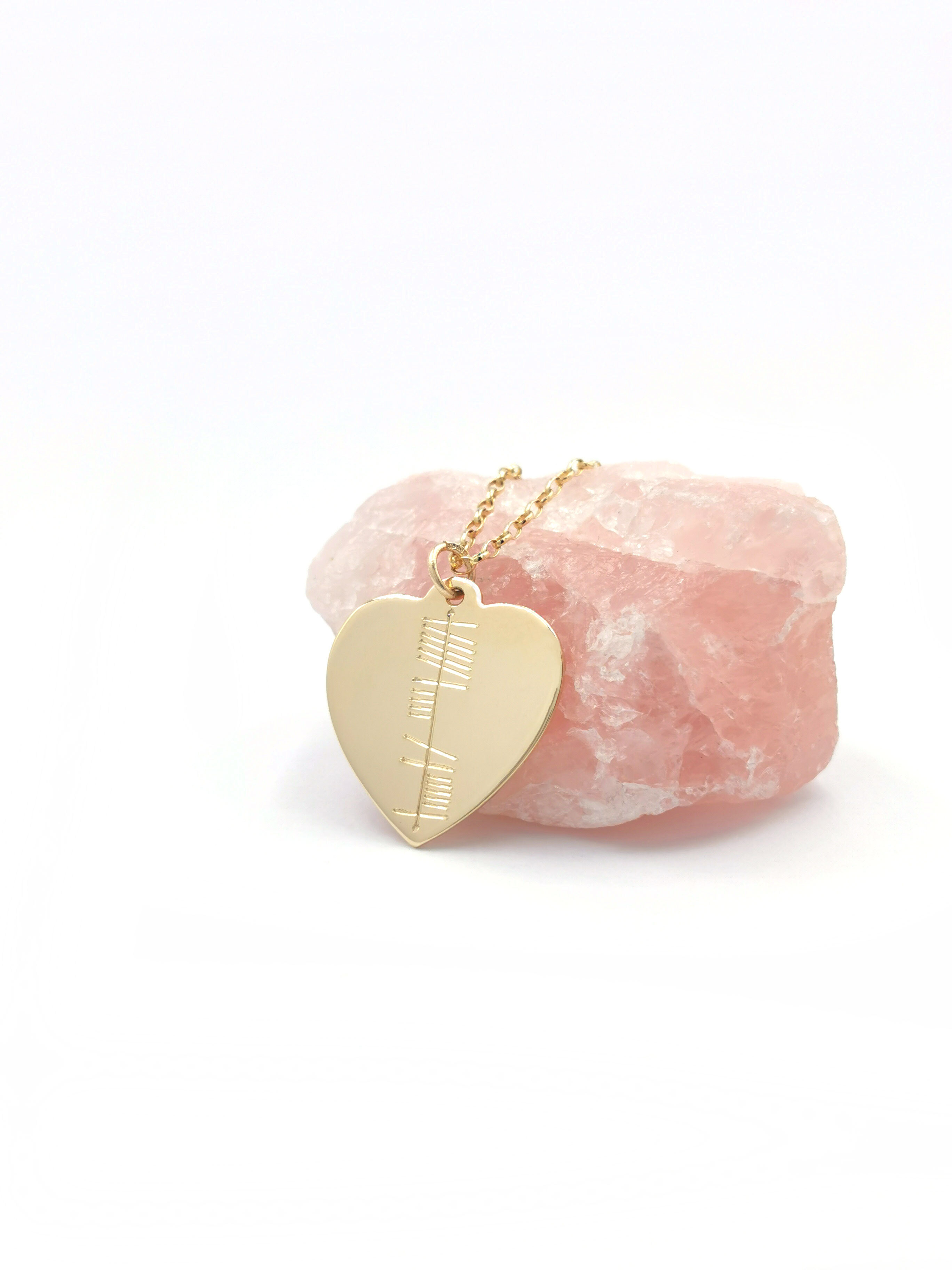 Real Yellow Gold Ogham Engravable Necklace For Women