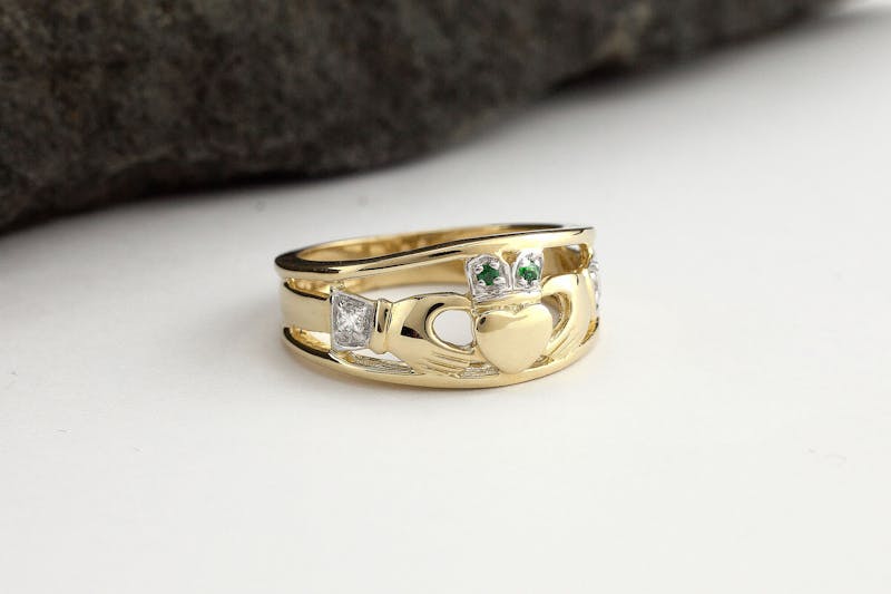 9K Stone Set Claddagh Ring, From Ireland | My Irish Jeweler