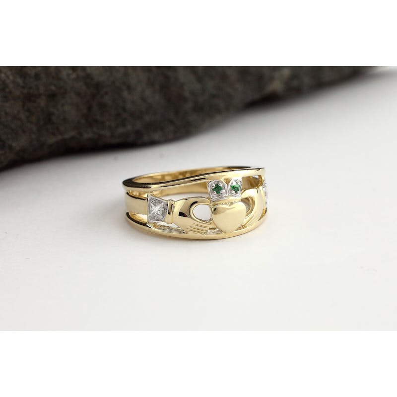 Authentic Yellow Gold Claddagh 9.6mm Ring For Women