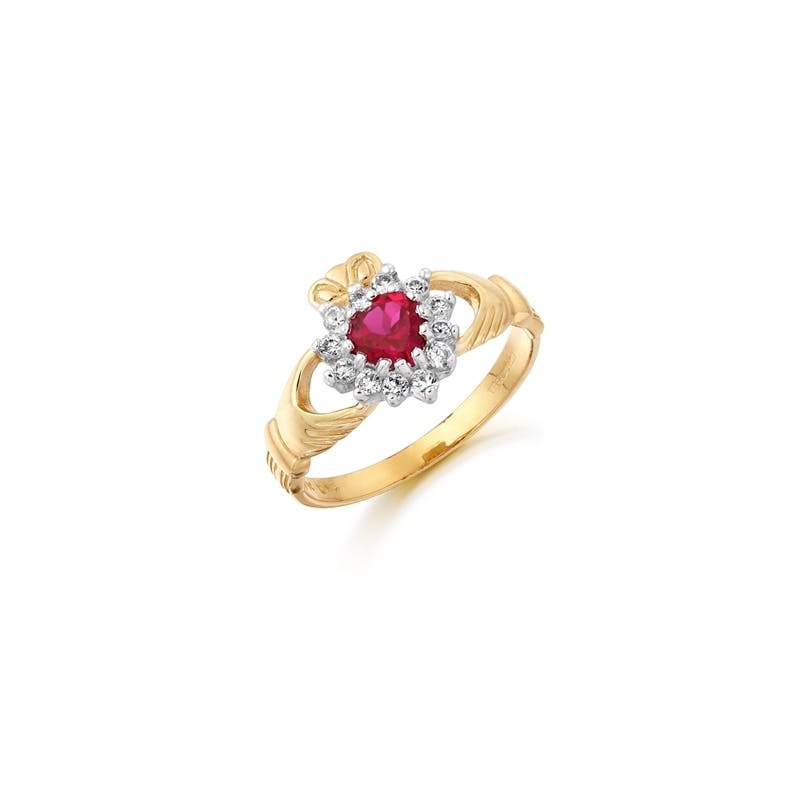 9K Gold CZ Claddagh Ring with Classic Claw Stone | My Irish Jeweler 9K Gold CZ Claddagh Ring with Classic Claw Stone | My Irish Jeweler