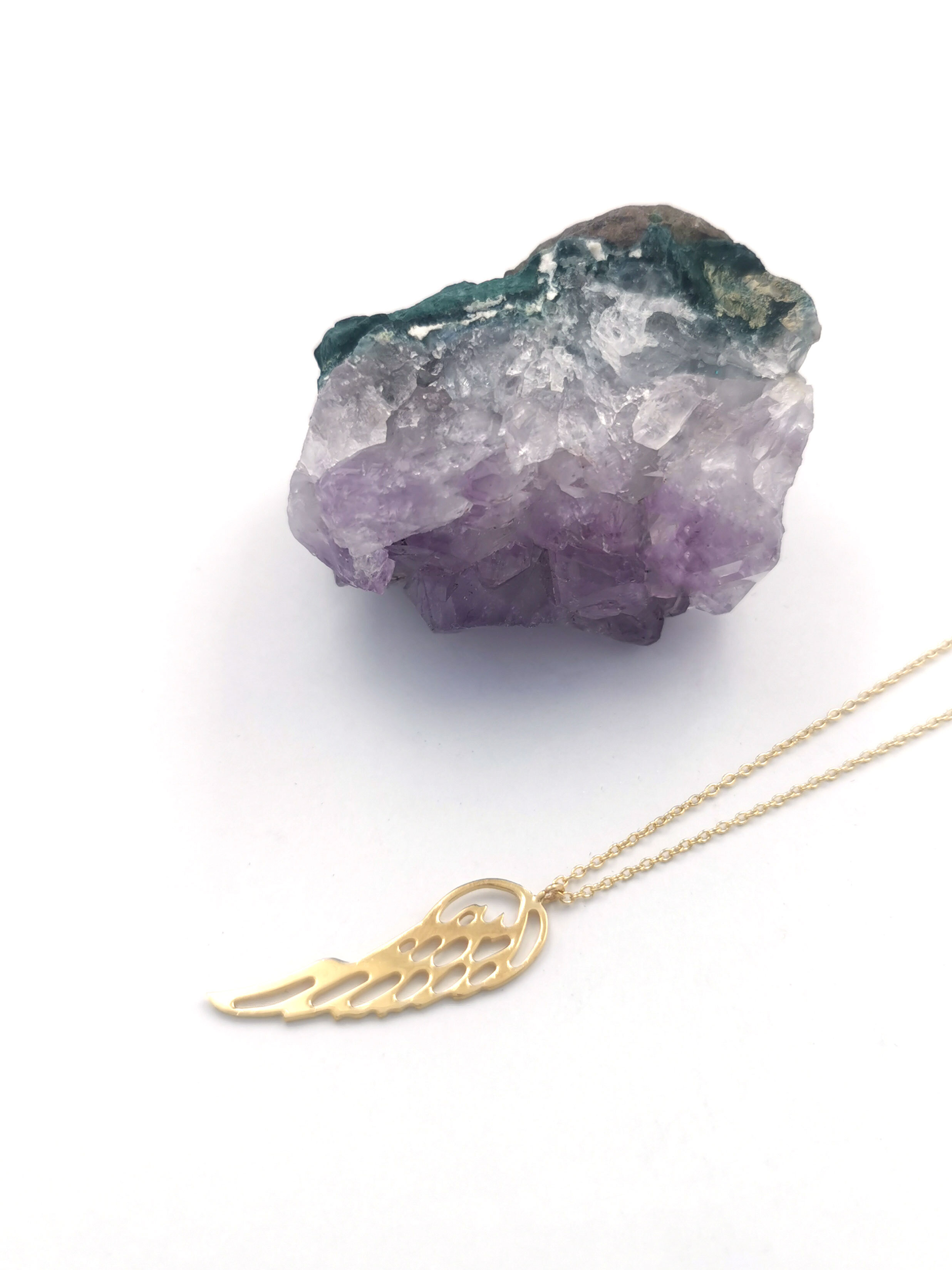 Womens Real 9K Yellow Gold Celtic Knot Necklace. Pictured Flat.