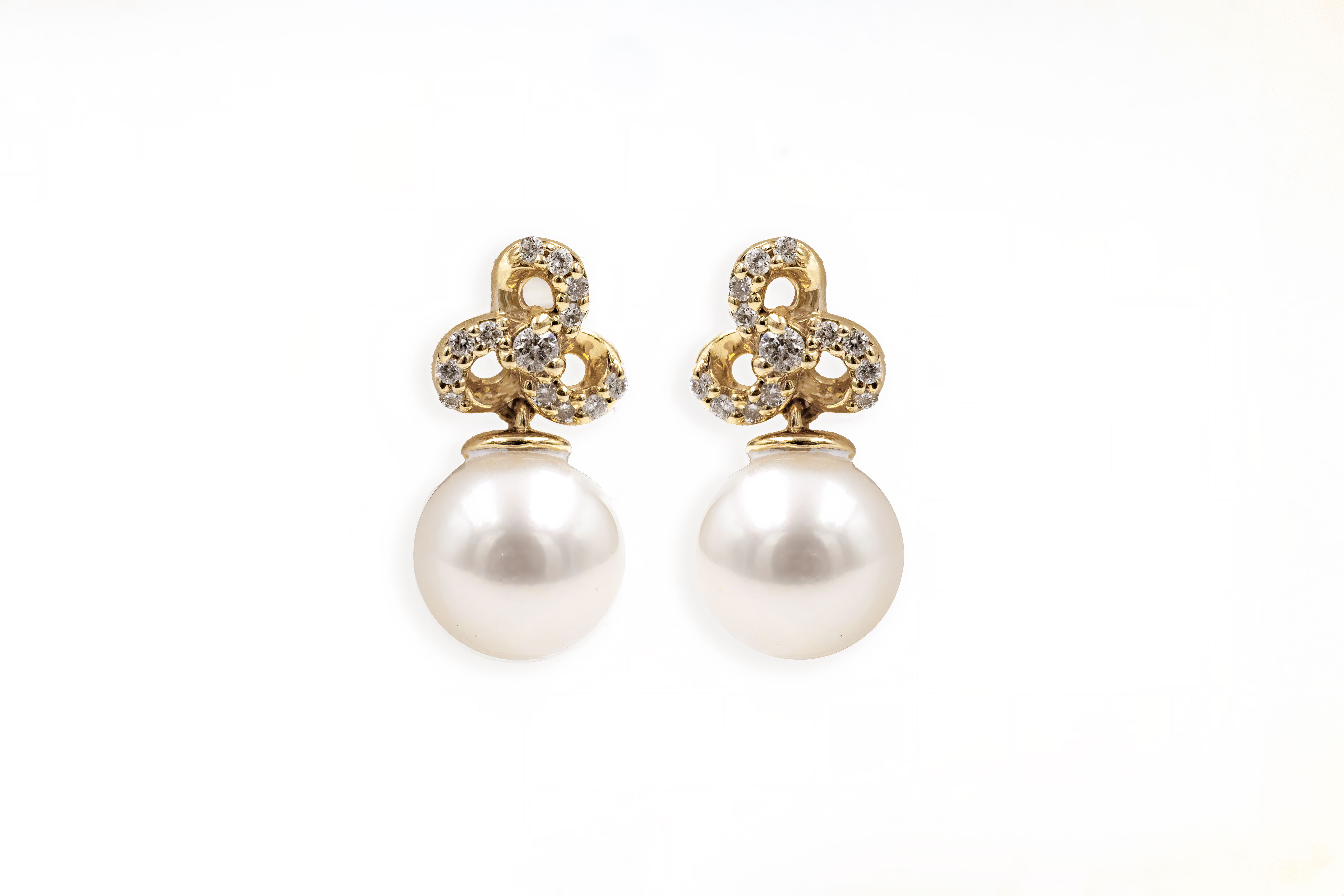 Authentic Yellow Gold Trinity Knot Earrings For Women With a Polished Finish