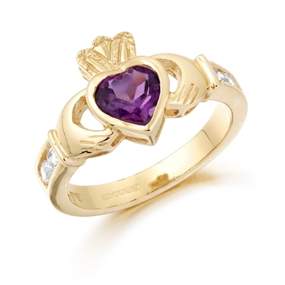 Real Yellow Gold Claddagh Ring For Women