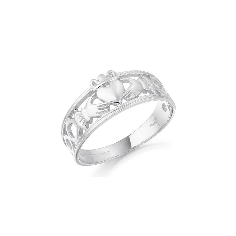 Genuine White Gold Claddagh Ring For Women